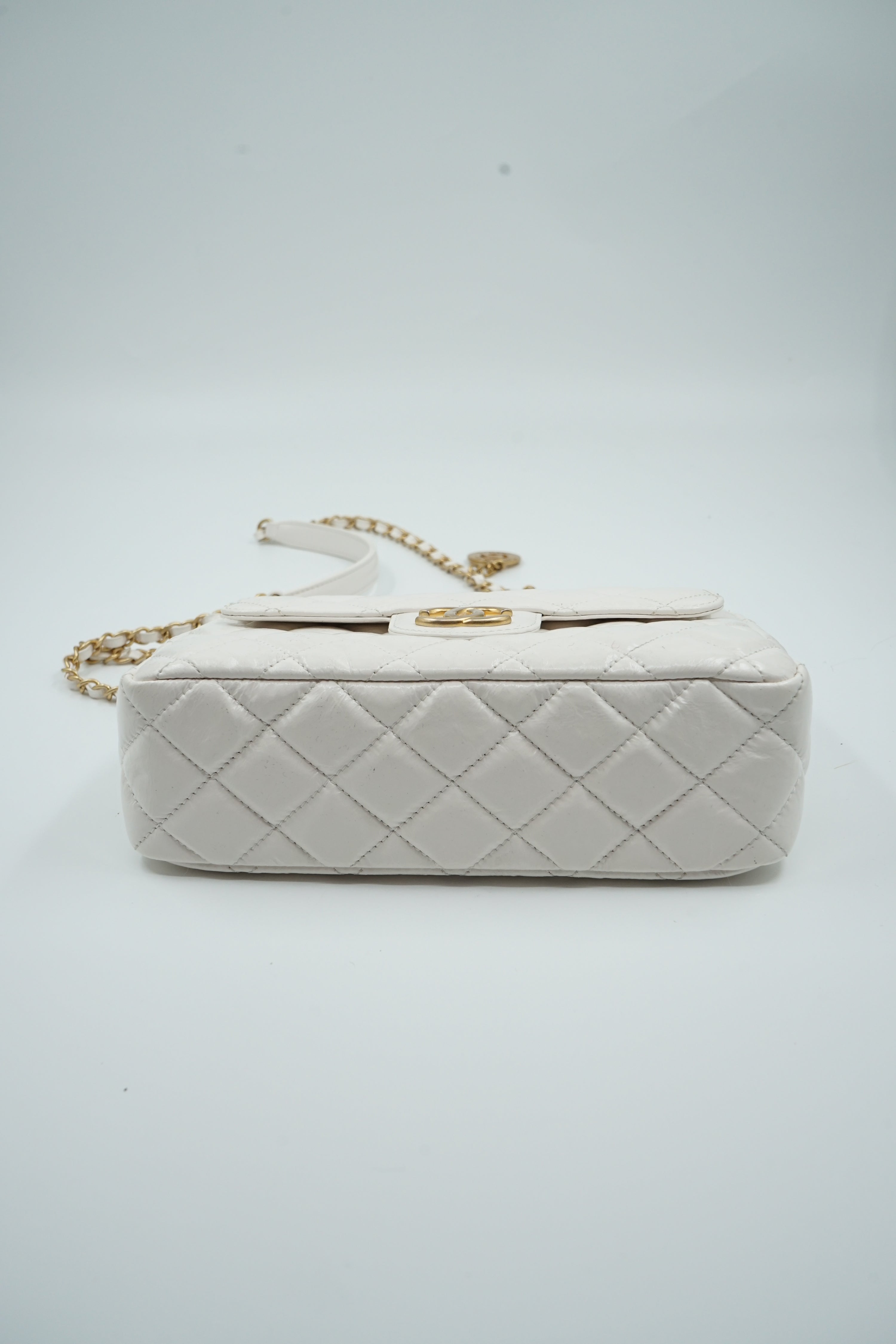 Chanel White Wavy Hobo Bag Small