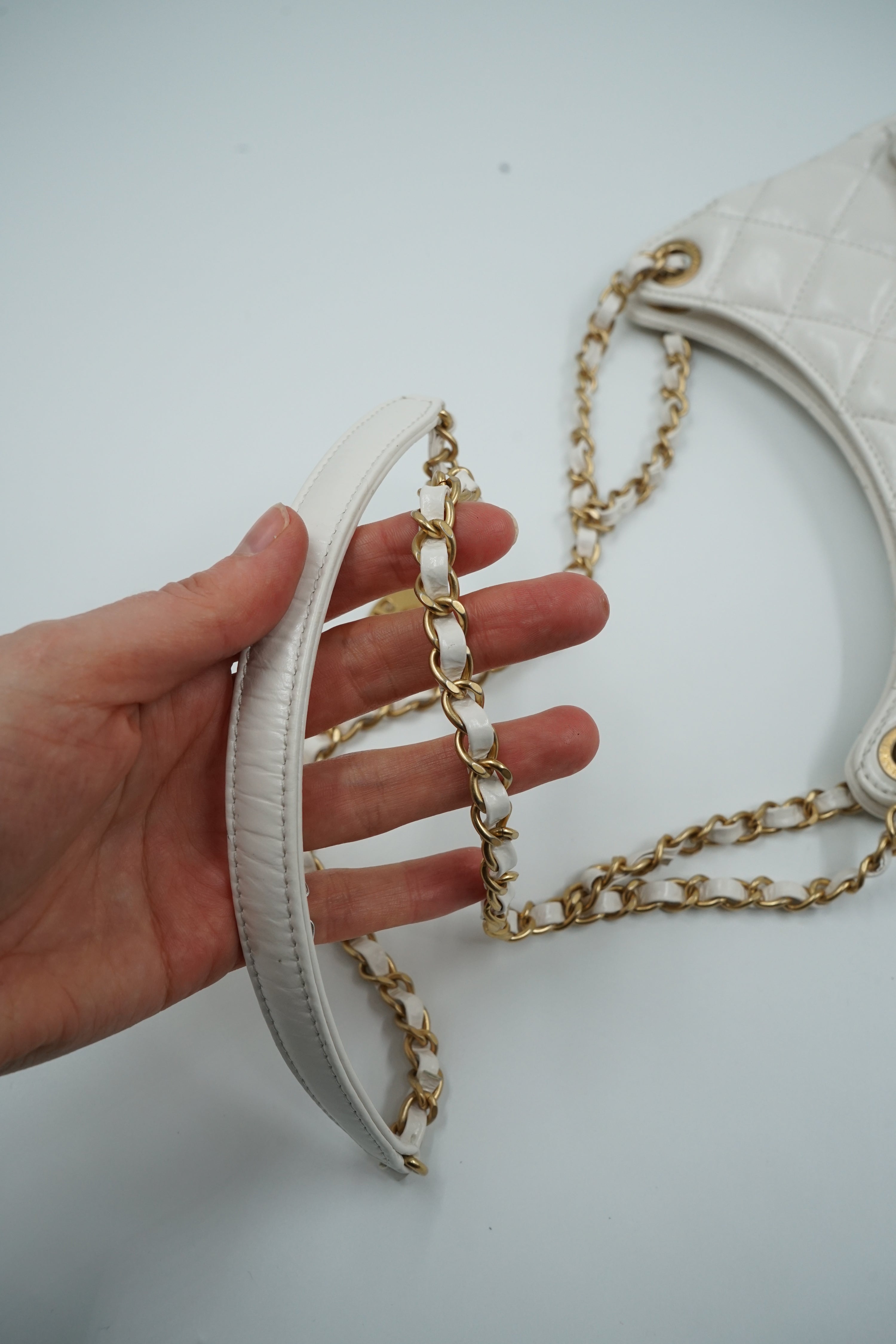 Chanel White Wavy Hobo Bag Small