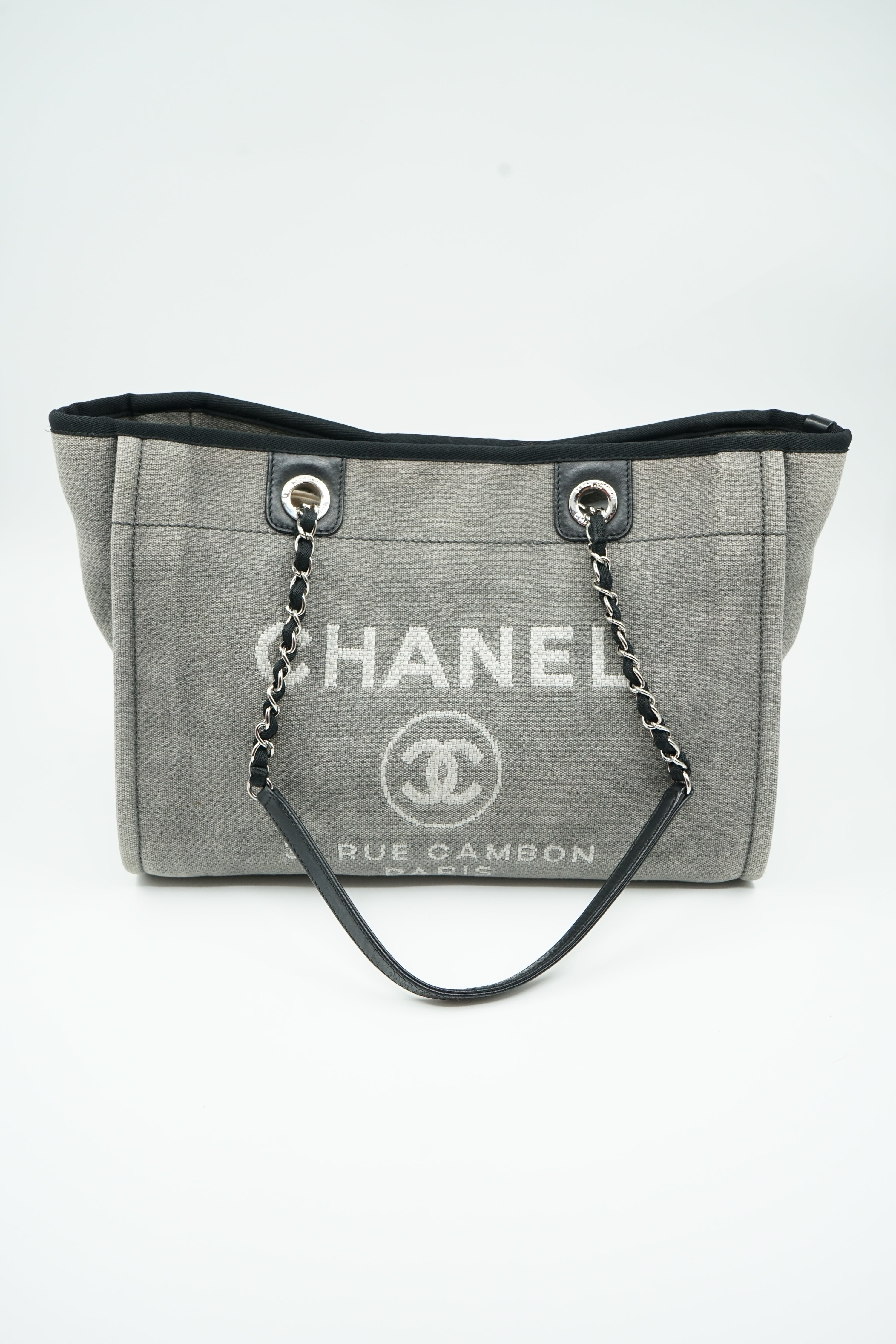 Chanel Deauville MM Grey Tote Bag