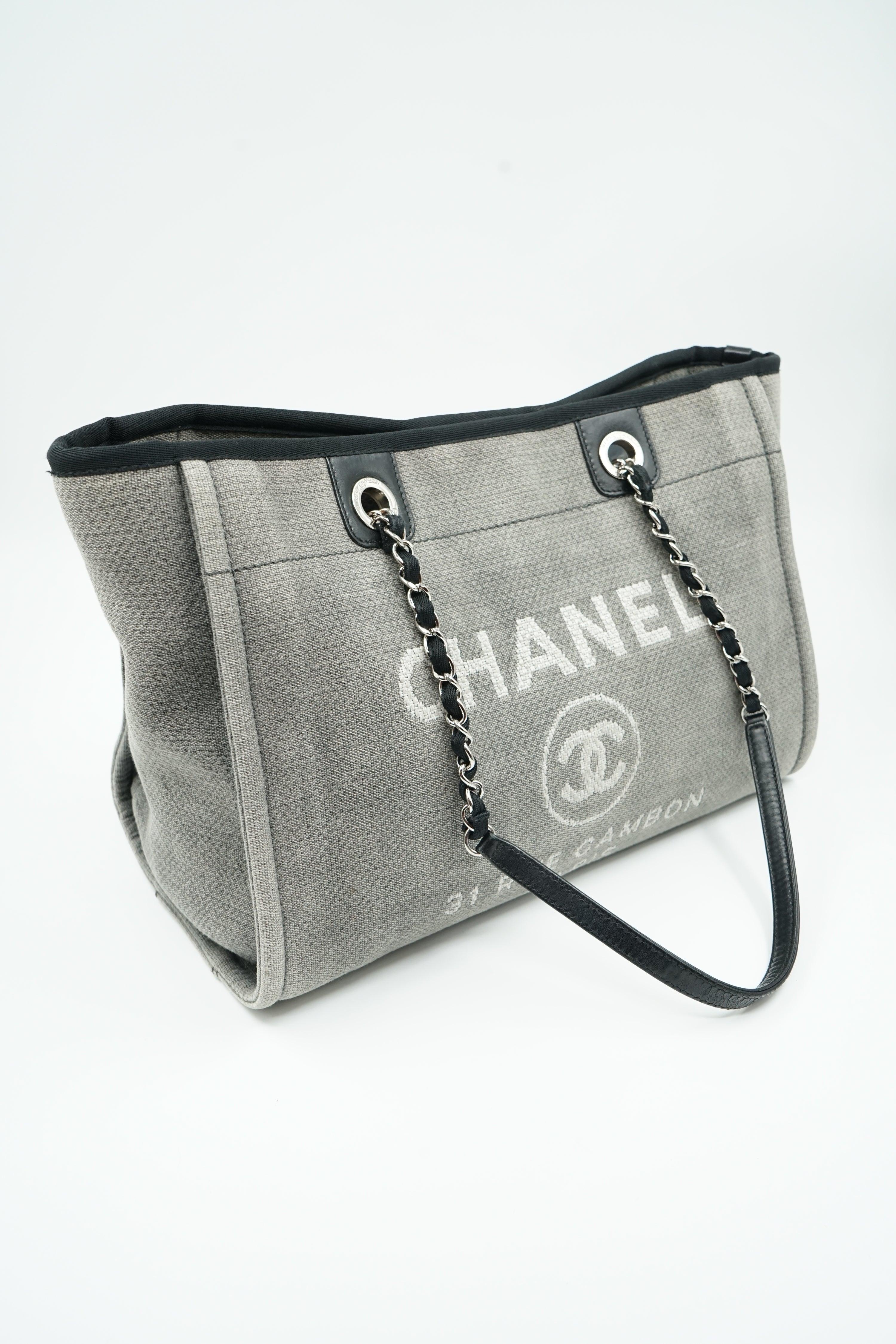Chanel Deauville MM Grey Tote Bag