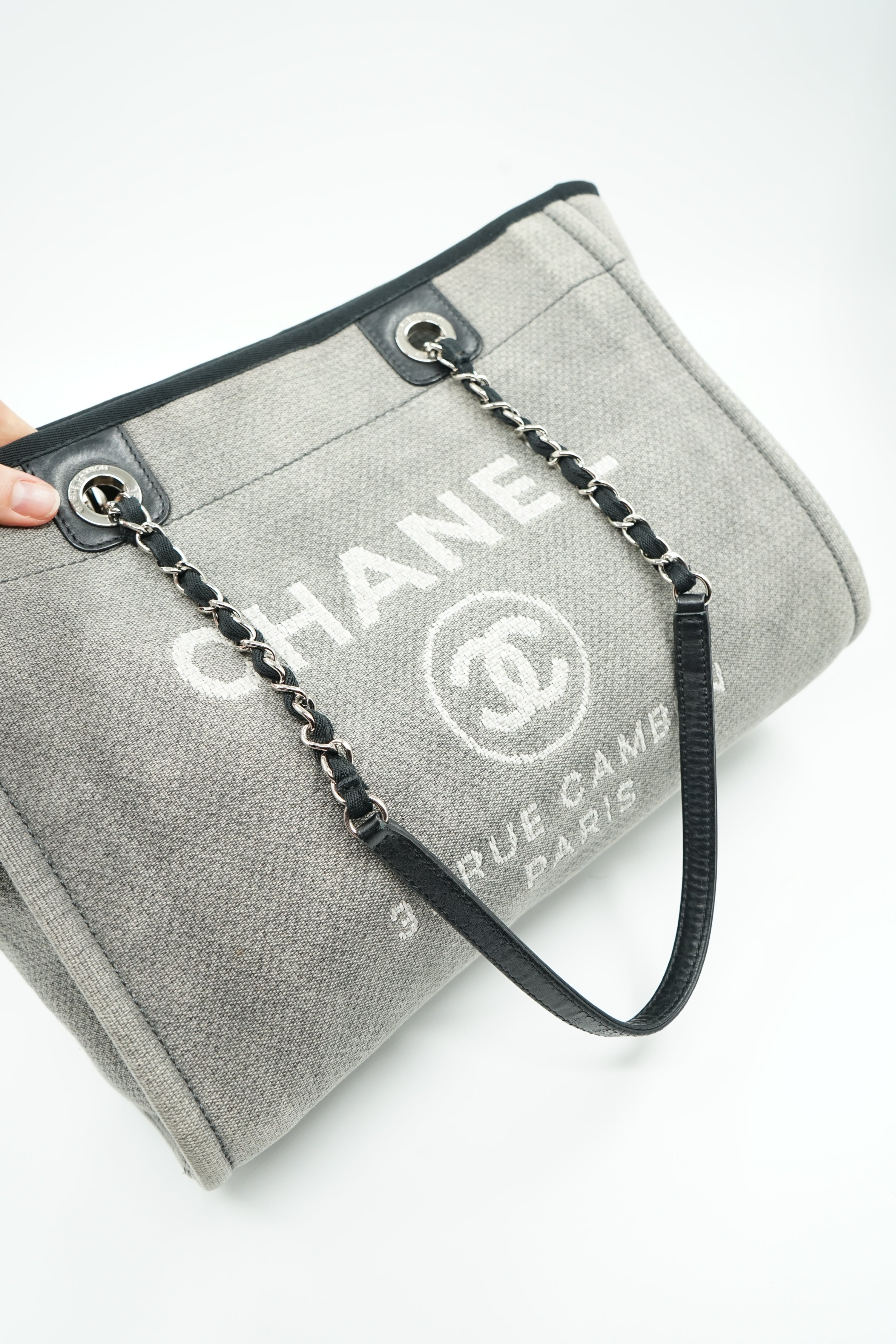 Chanel Deauville MM Grey Tote Bag