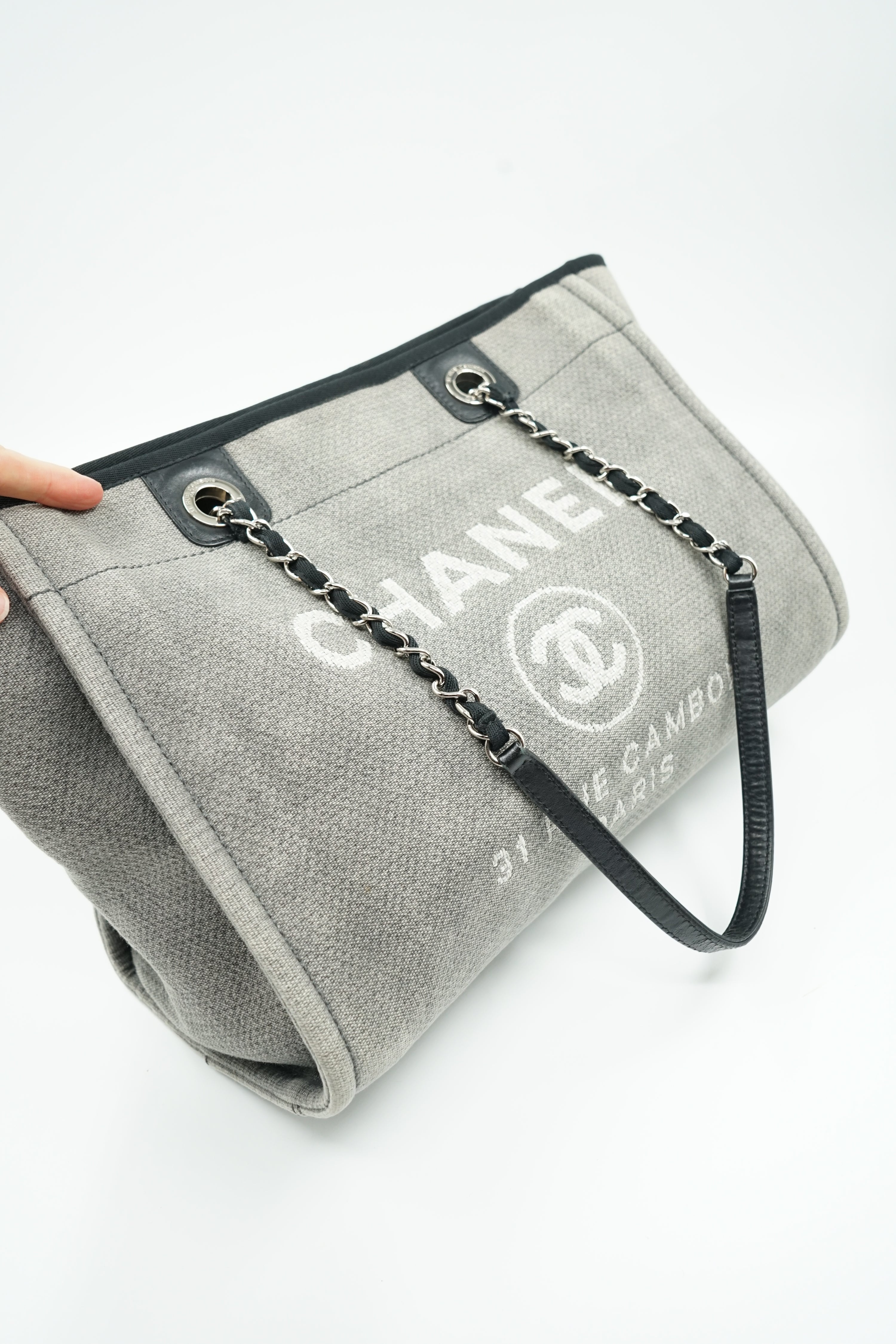 Chanel Deauville MM Grey Tote Bag