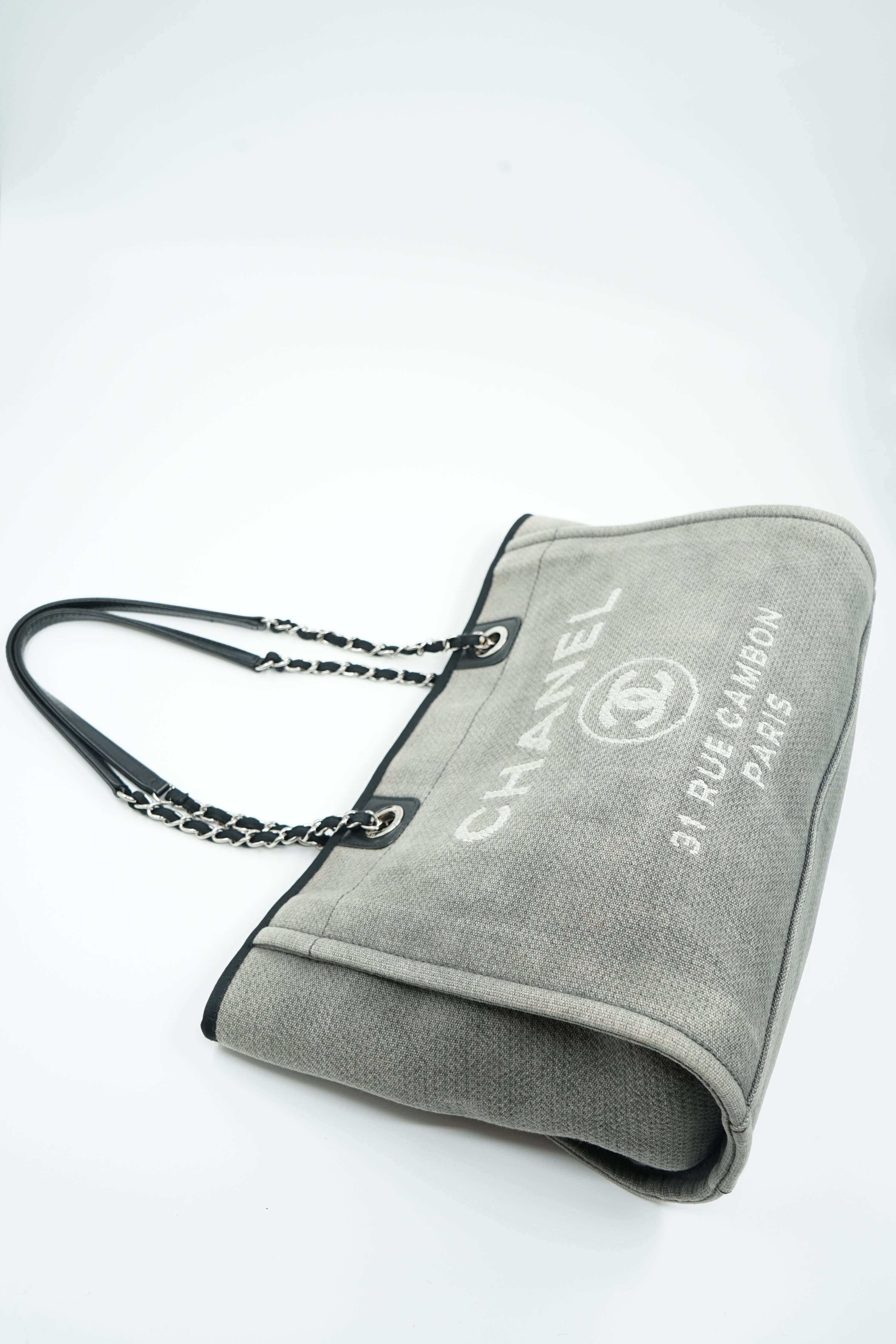 Chanel Deauville MM Grey Tote Bag
