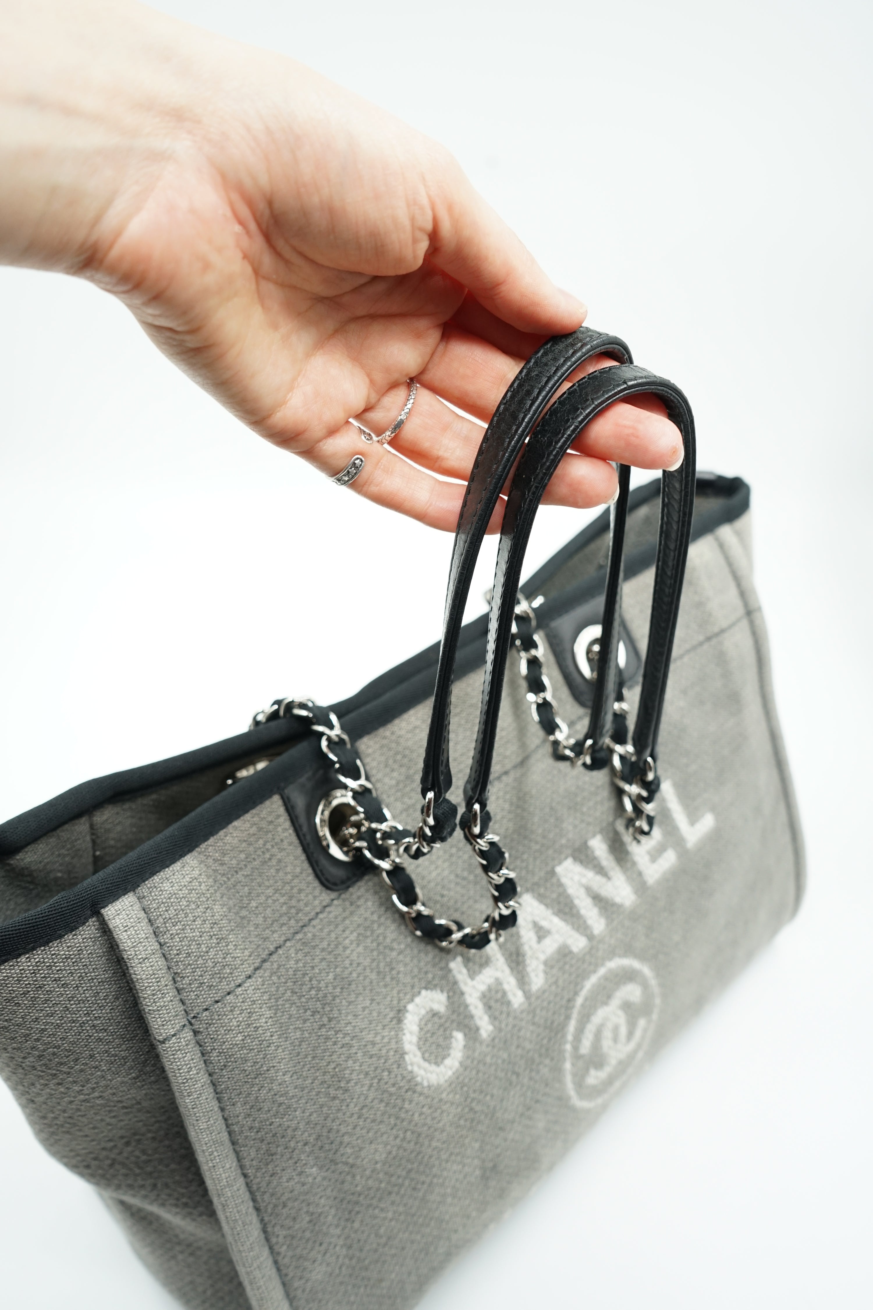 Chanel Deauville MM Grey Tote Bag