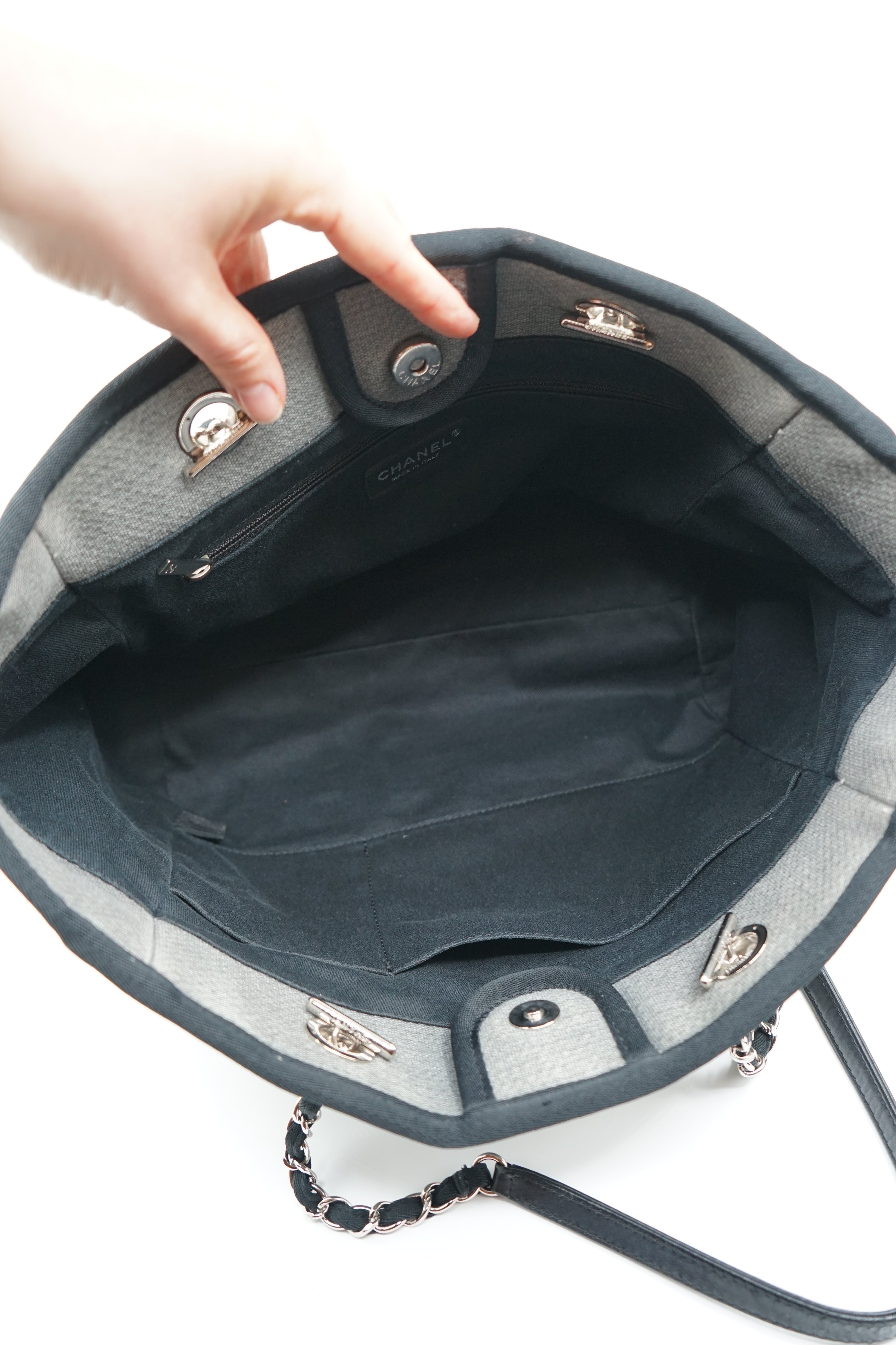 Chanel Deauville MM Grey Tote Bag