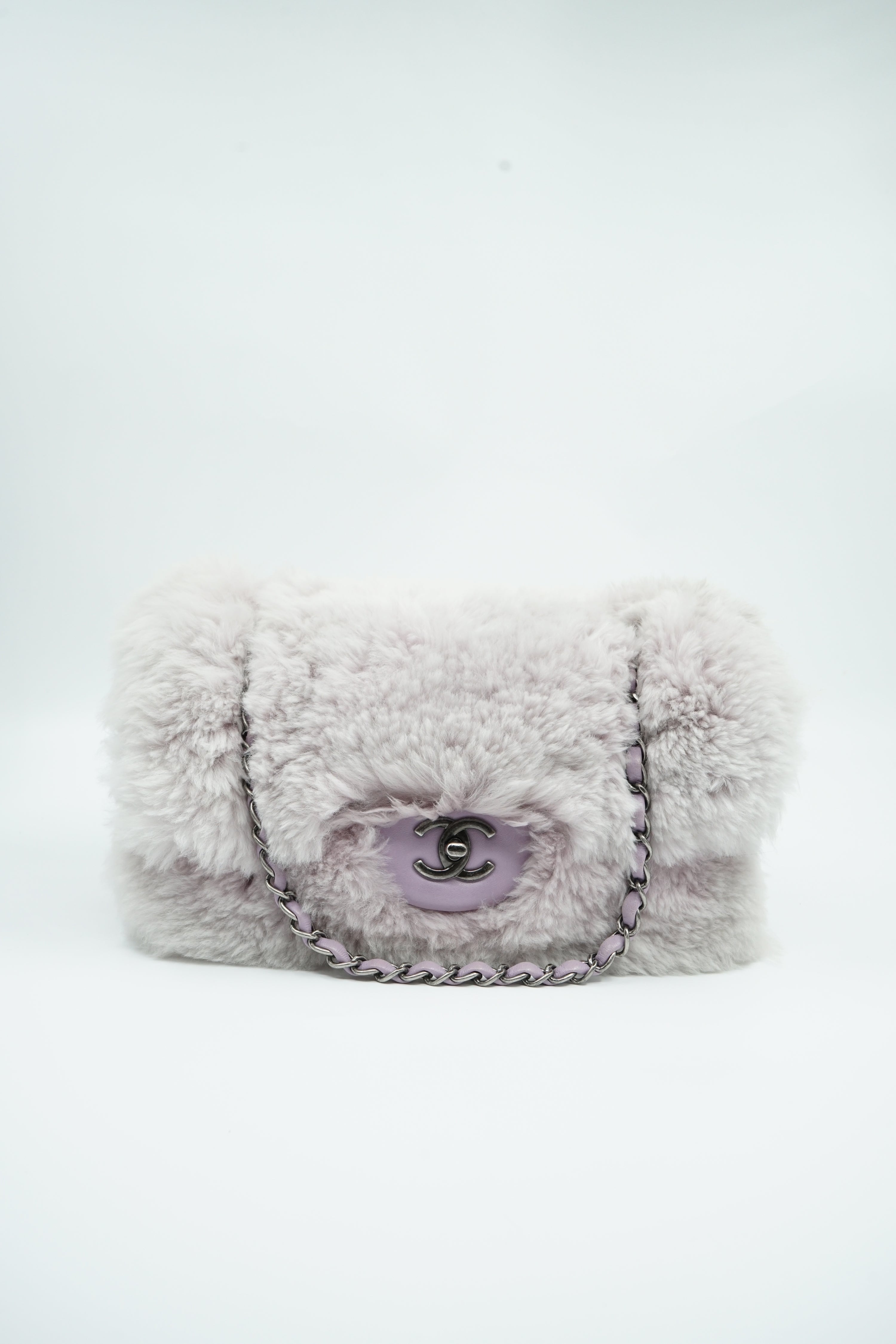 Chanel Lilac Fur Medium Single Flap Bag