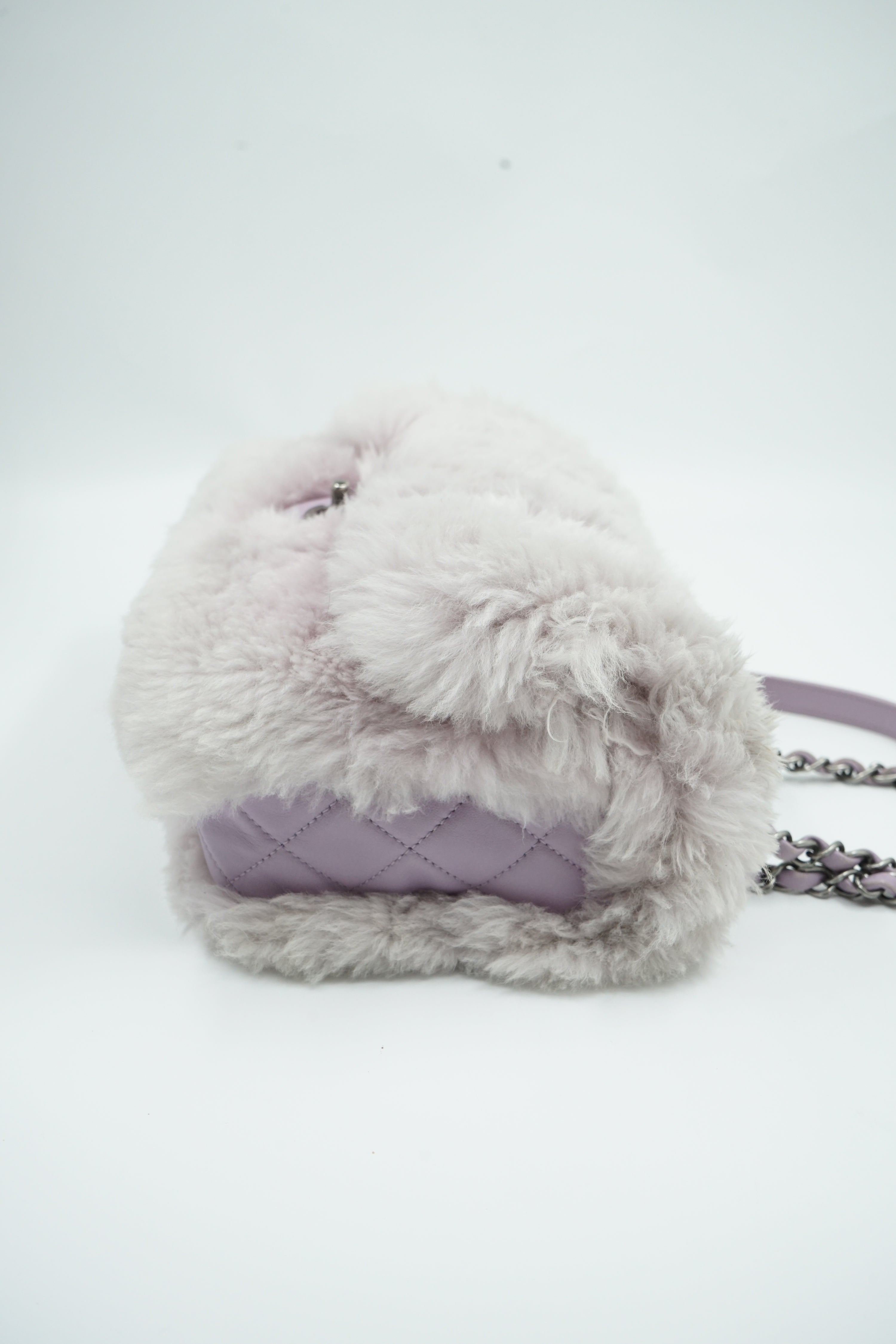 Chanel Lilac Fur Medium Single Flap Bag