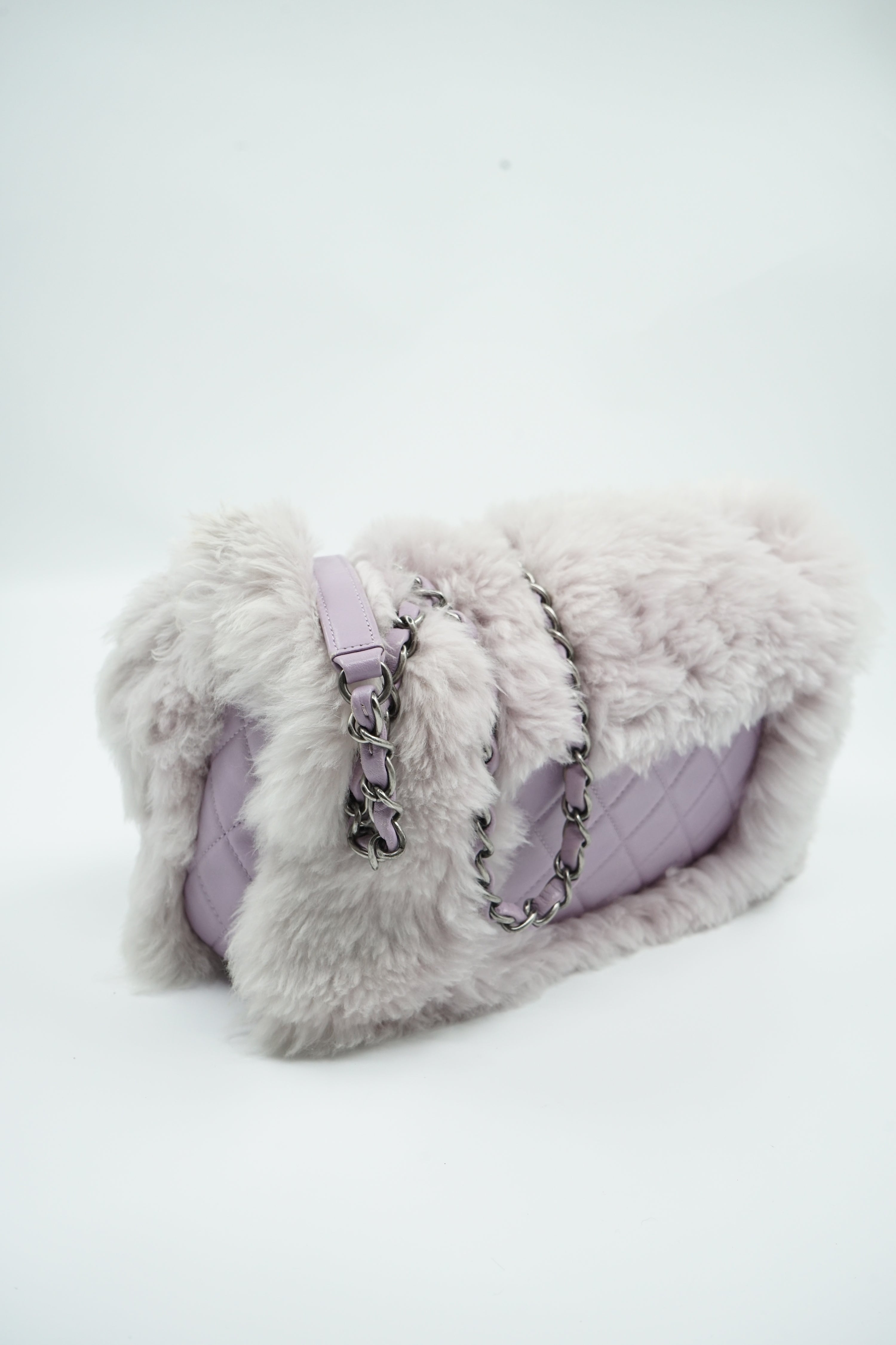 Chanel Lilac Fur Medium Single Flap Bag