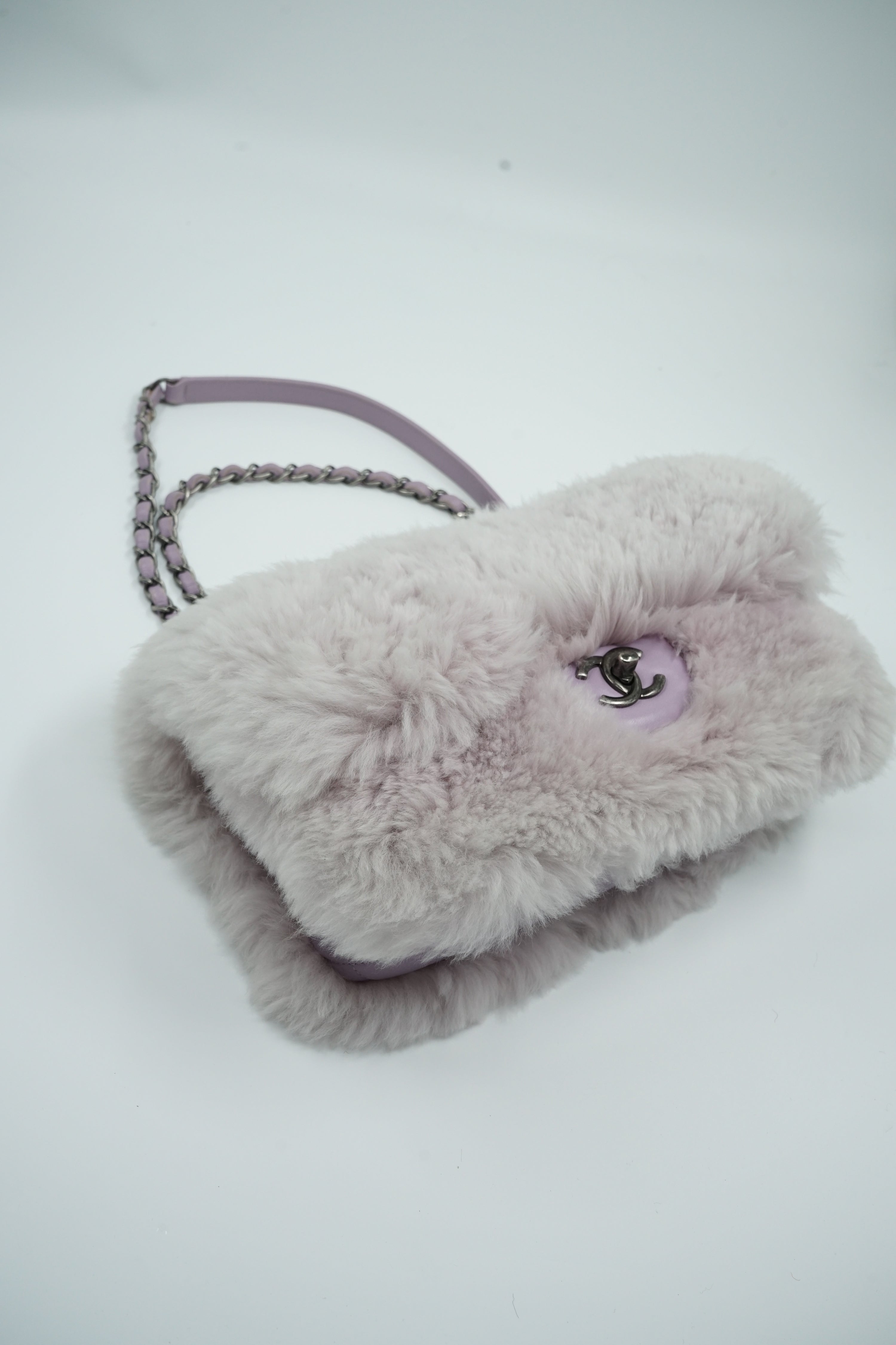 Chanel Lilac Fur Medium Single Flap Bag