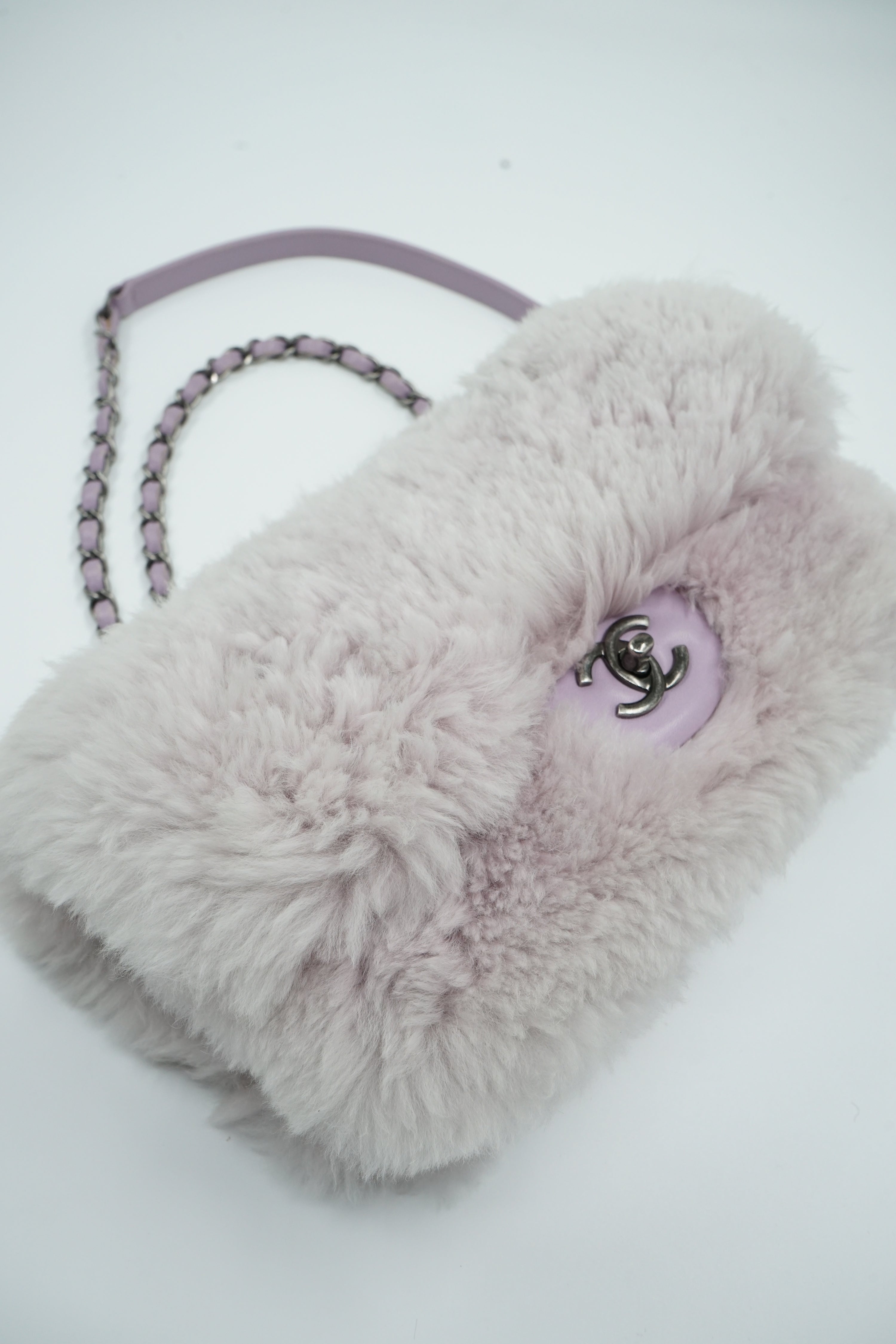Chanel Lilac Fur Medium Single Flap Bag