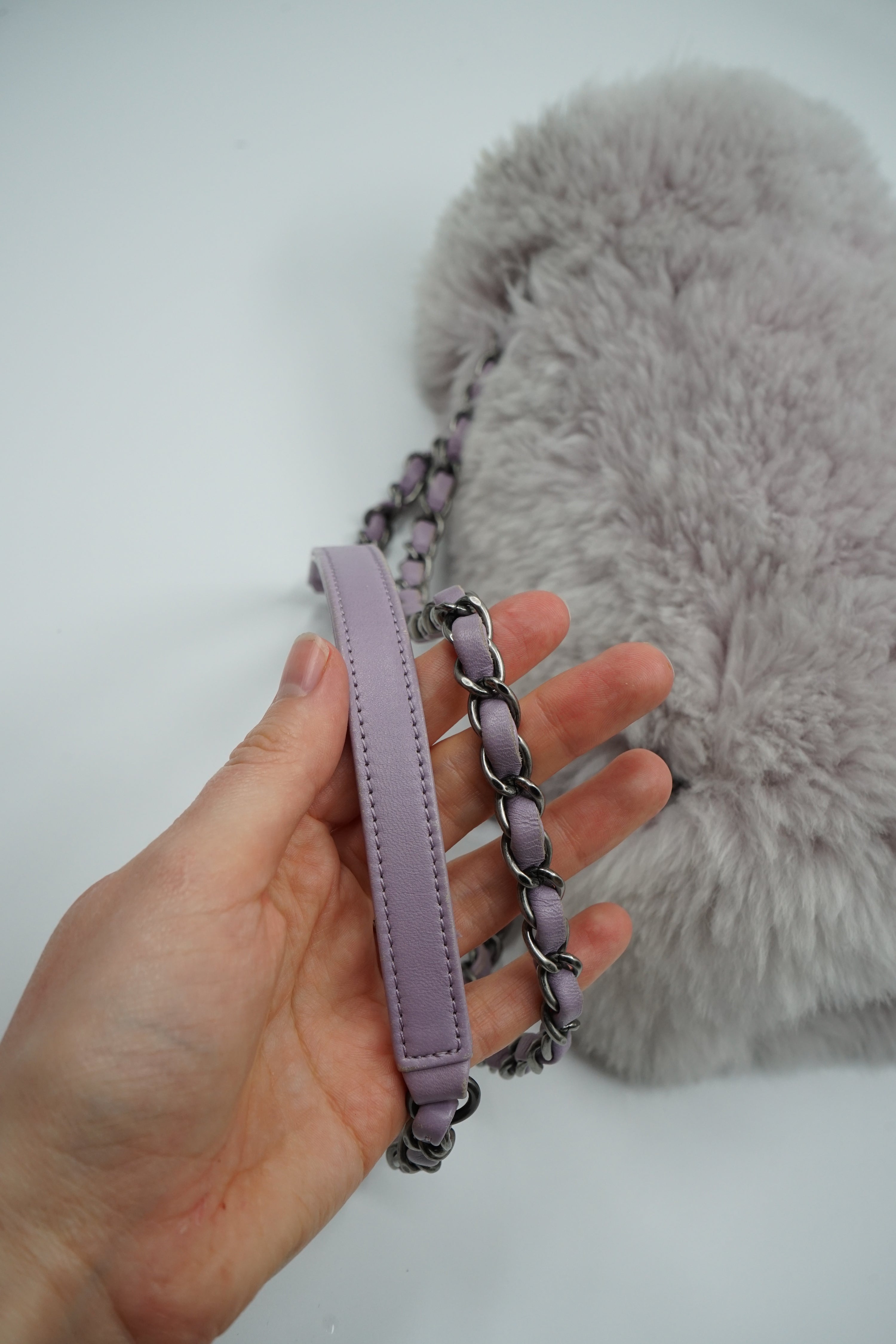 Chanel Lilac Fur Medium Single Flap Bag