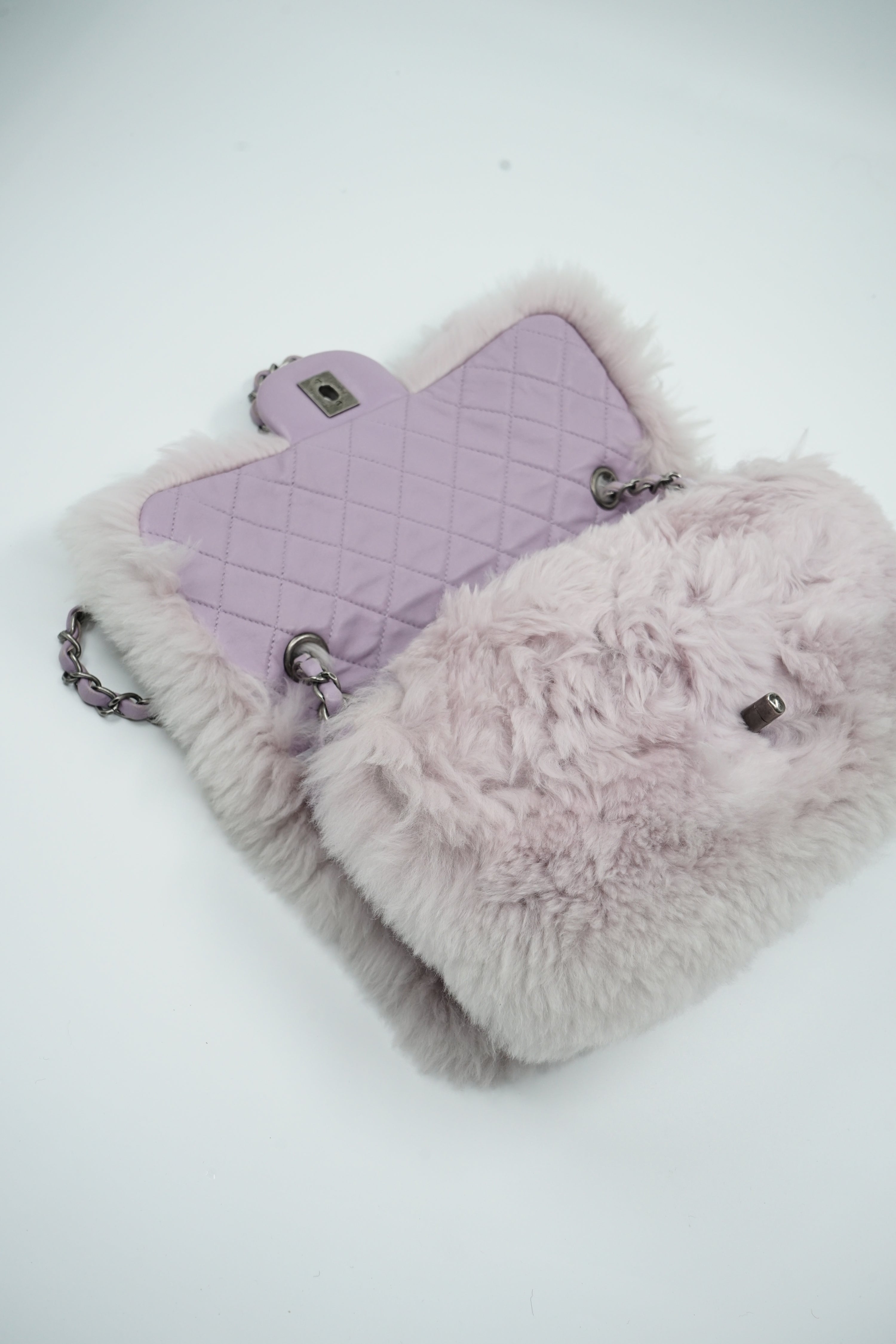 Chanel Lilac Fur Medium Single Flap Bag