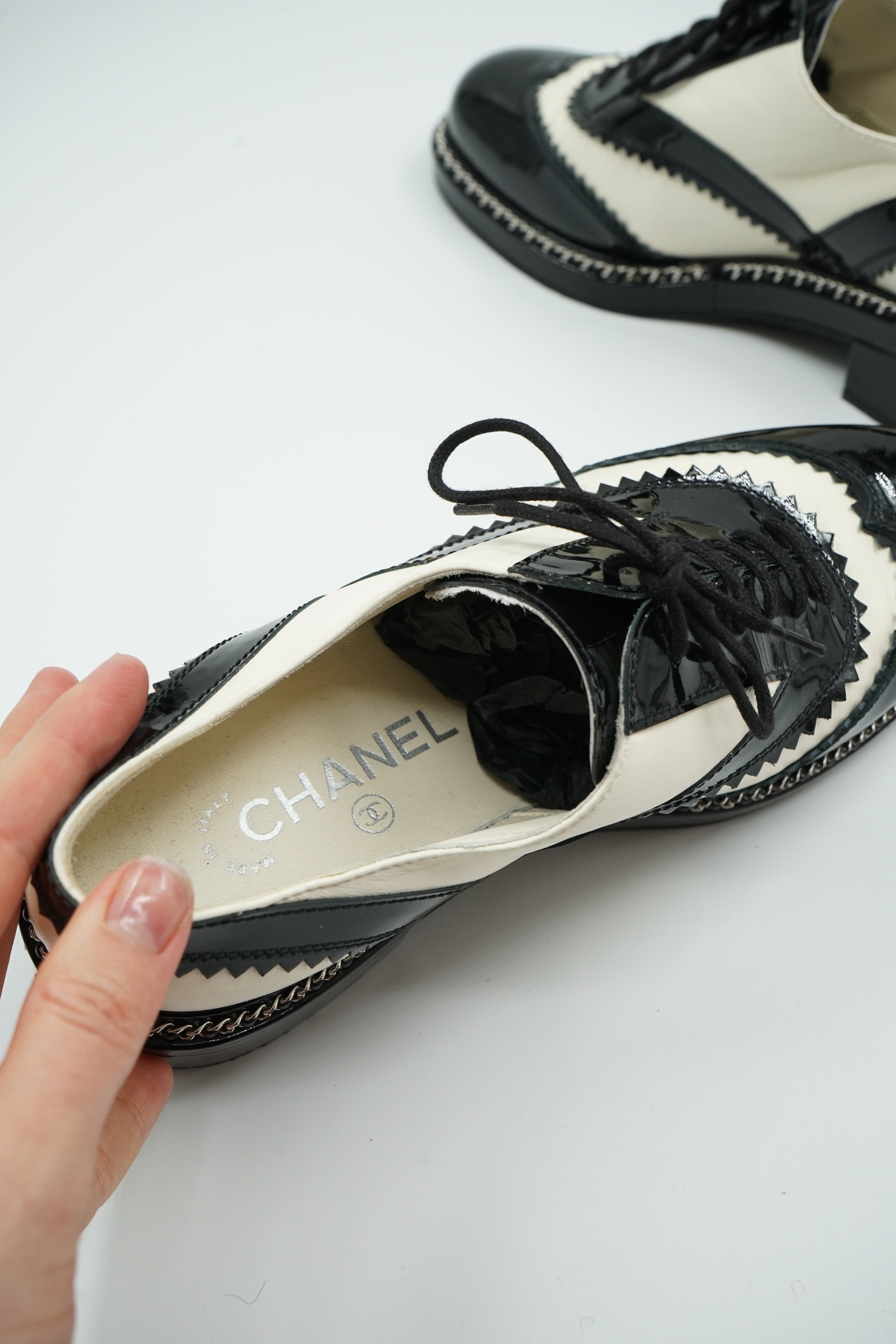 Chanel Two Tone Chain Oxford Brogues