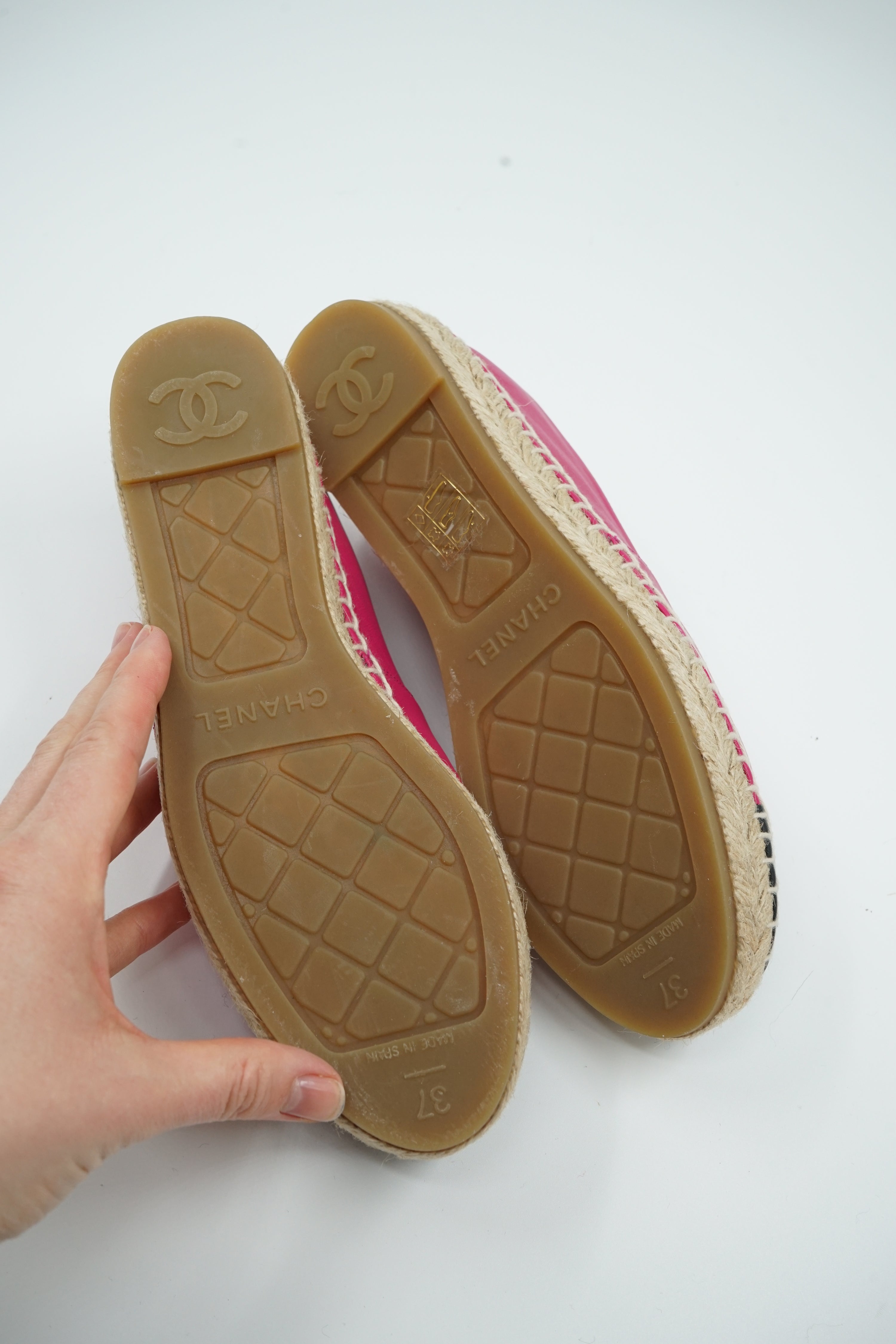 Chanel Logo Espadrilles Fuchsia