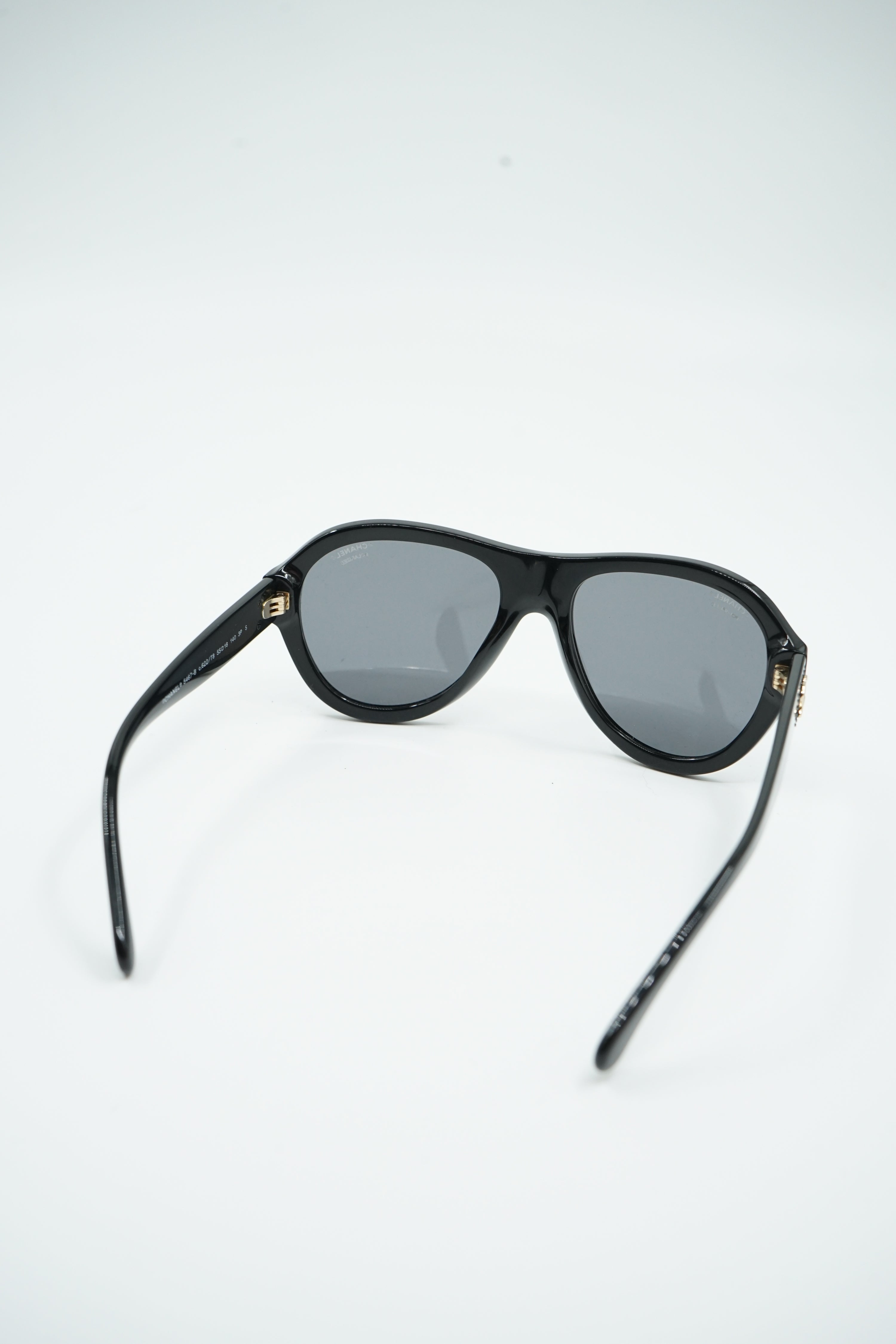 Chanel Logo Pilot Sunglasses SS22 Black Gold