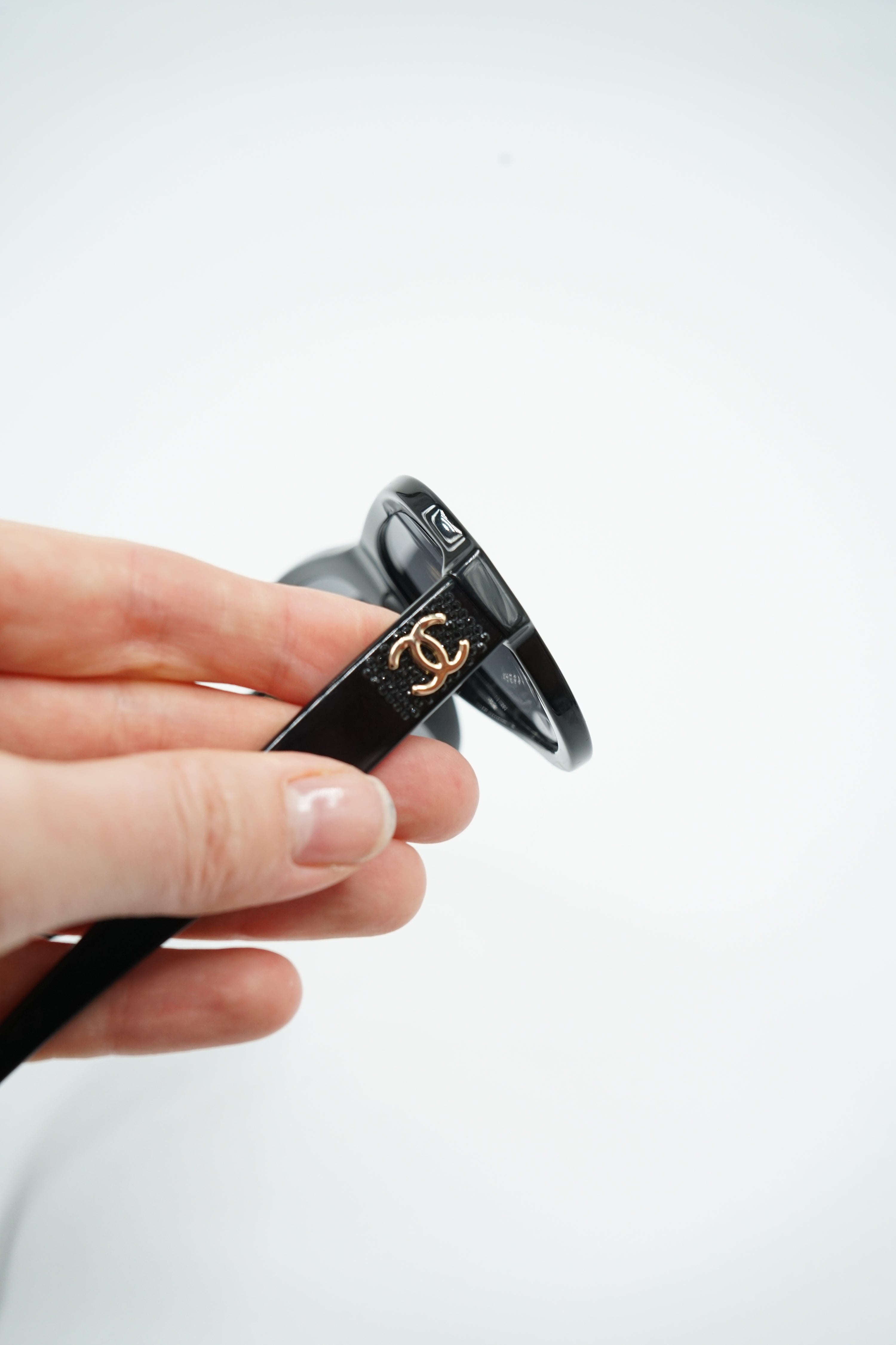 Chanel Logo Pilot Sunglasses SS22 Black Gold