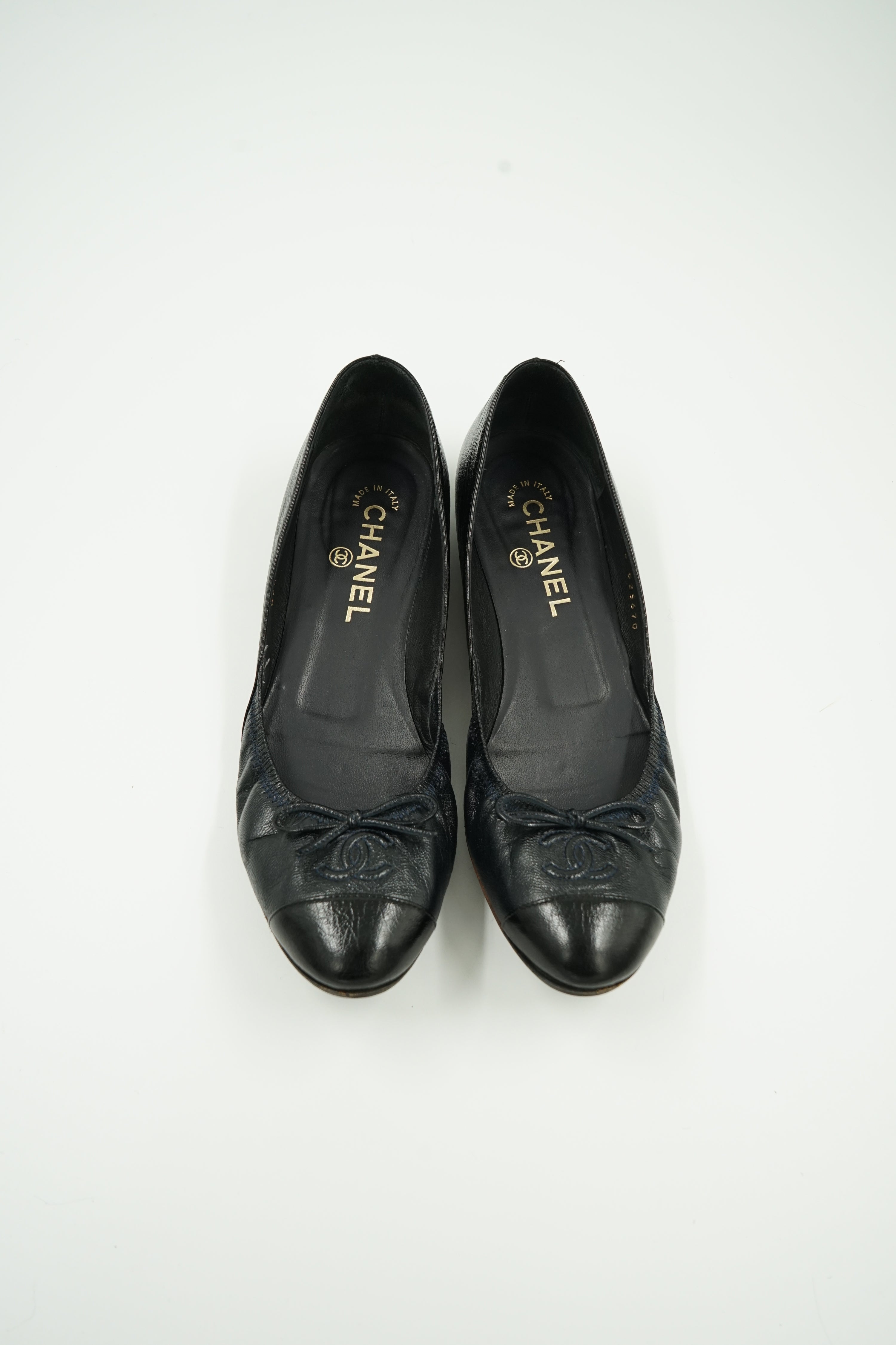 Chanel Midnight Blue Black Ballerina Flats