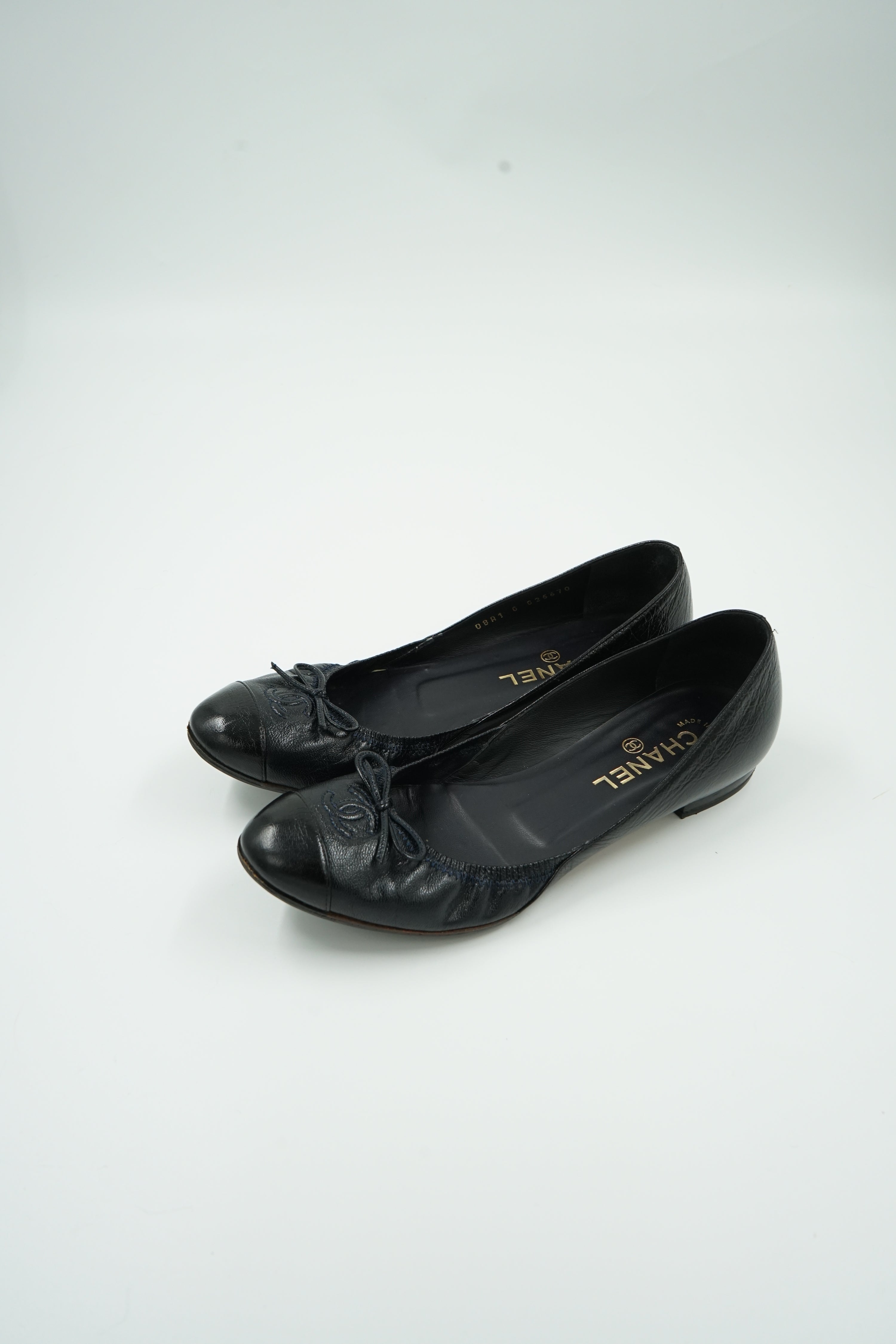 Chanel Midnight Blue Black Ballerina Flats