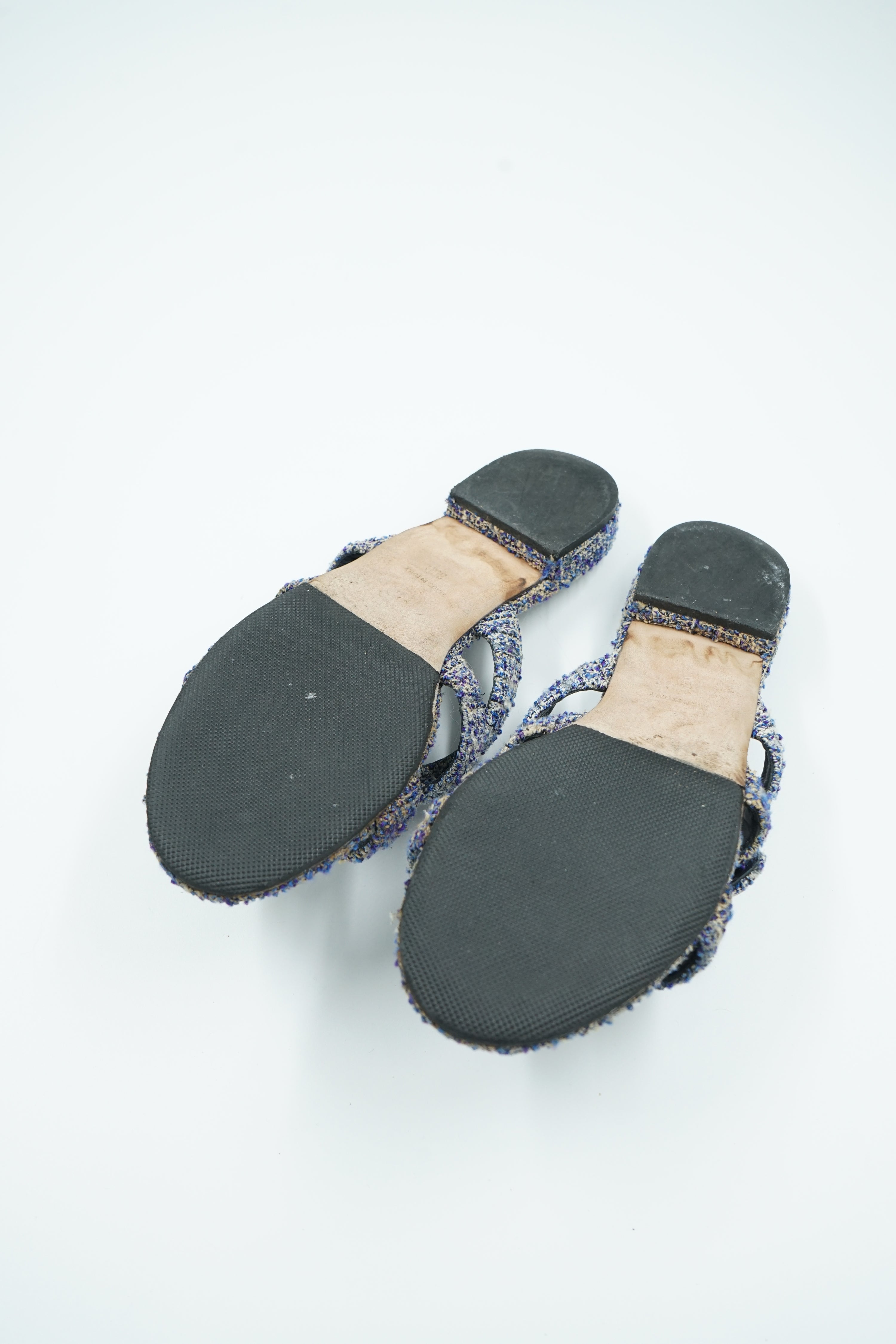 Chanel Tweed Turnlock Sandal Slides