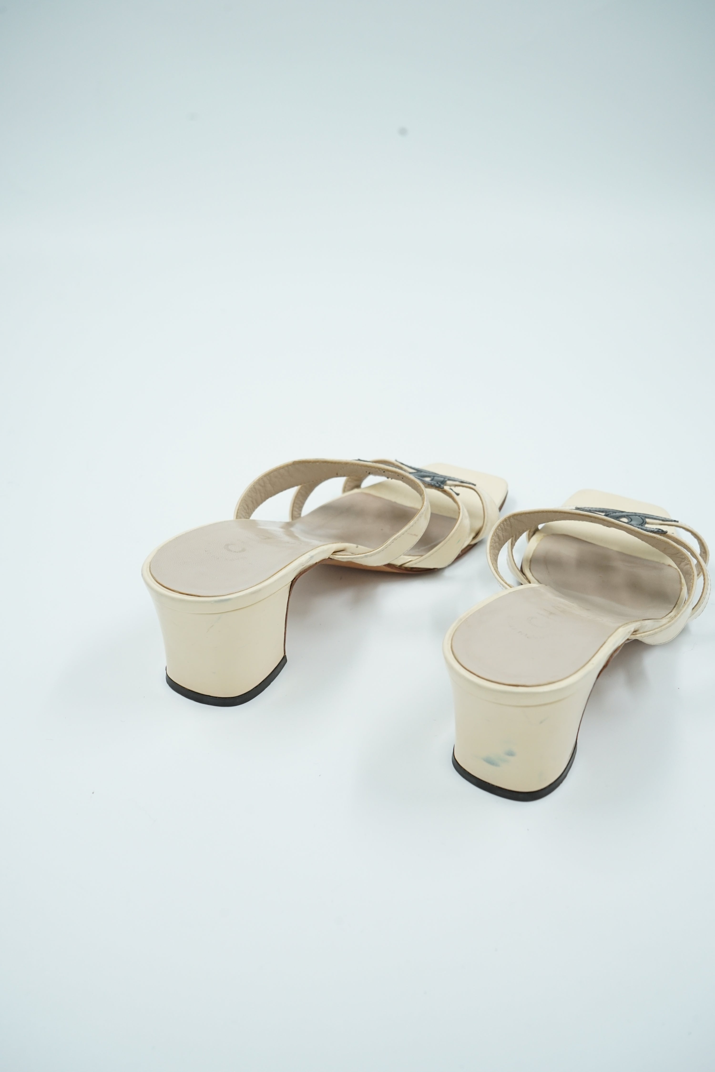 Chanel Double Logo Heels Cream