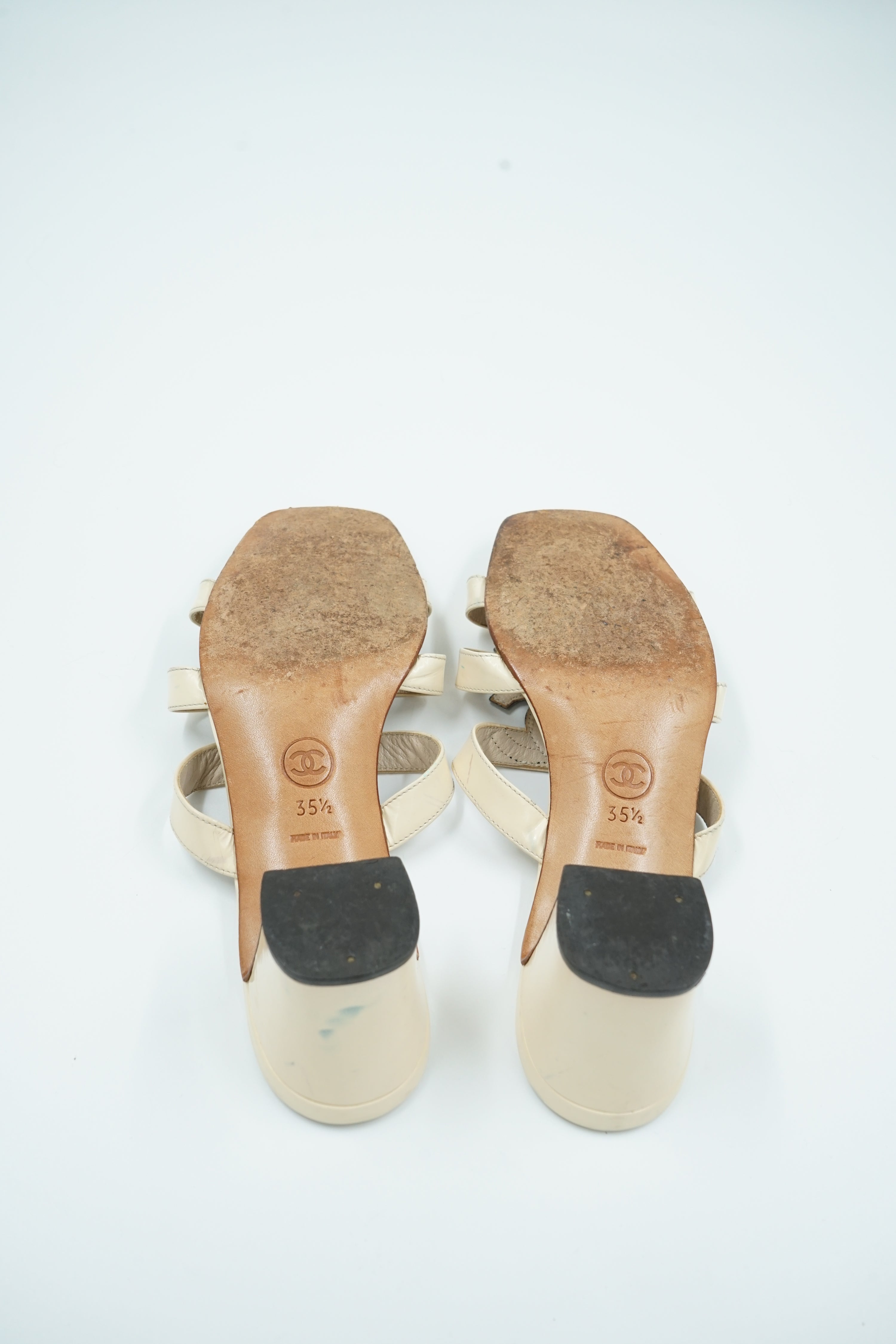 Chanel Double Logo Heels Cream