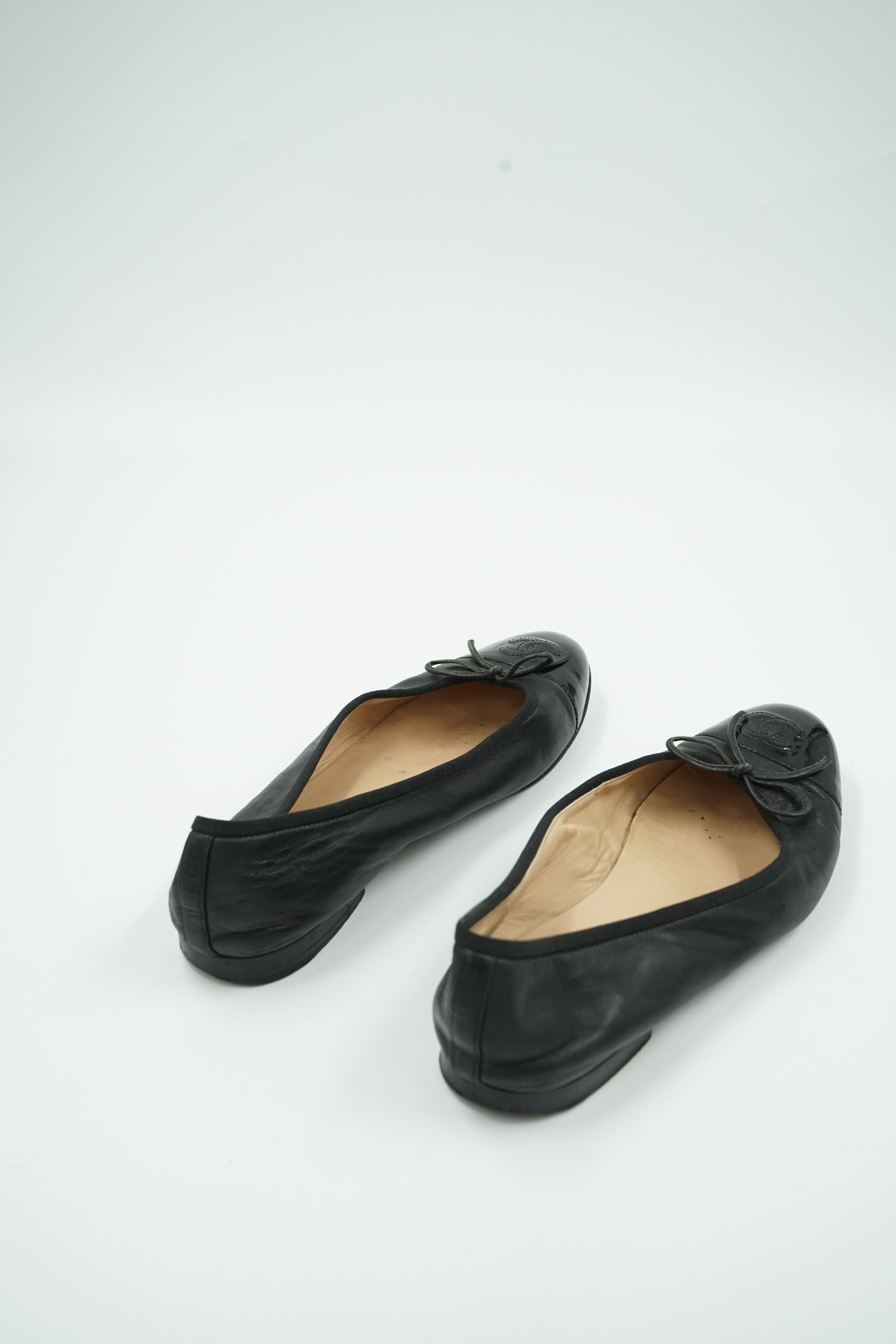 Chanel Cap Toe Logo Ballet Flats