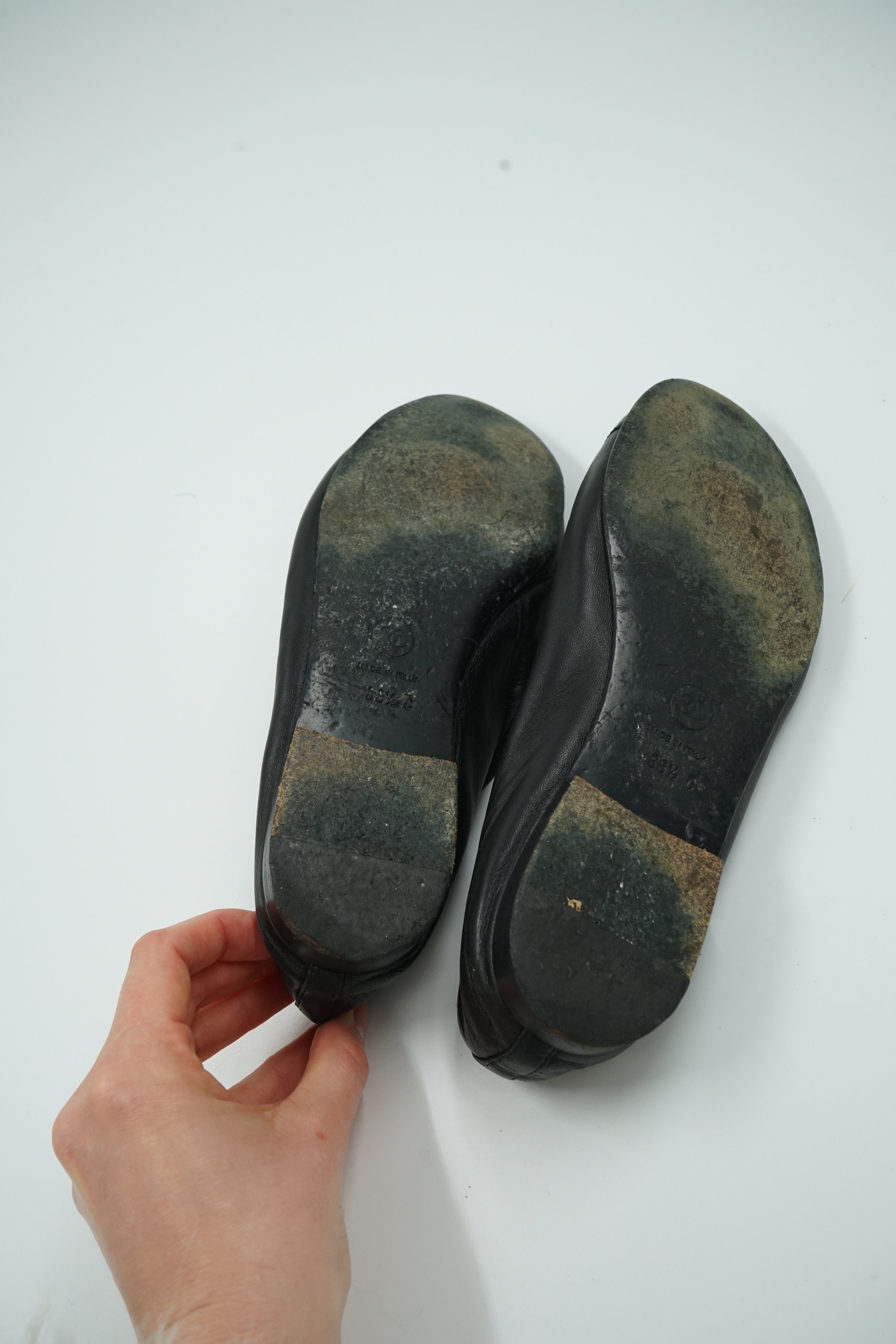 Chanel Cap Toe Logo Ballet Flats