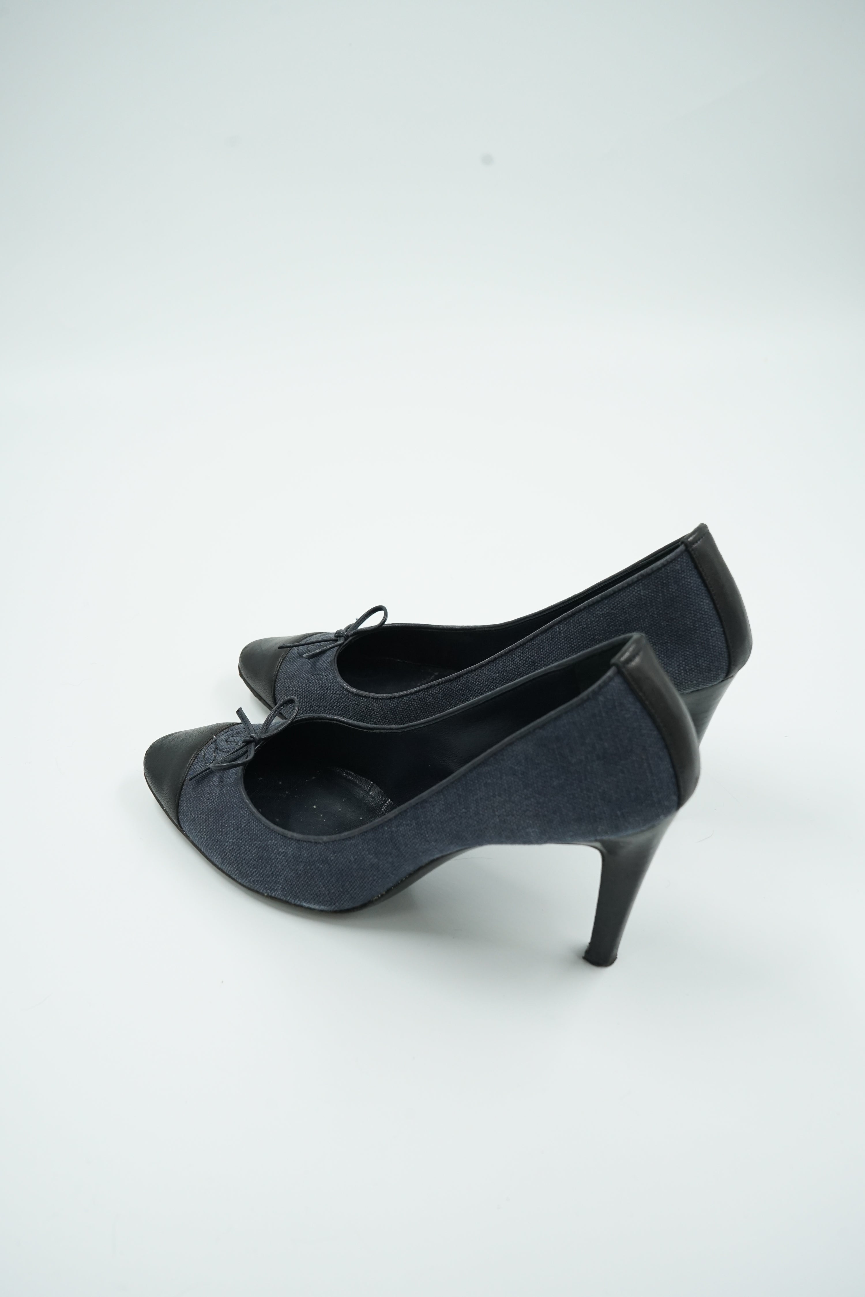 Chanel Denim Cap Toe Logo Pumps