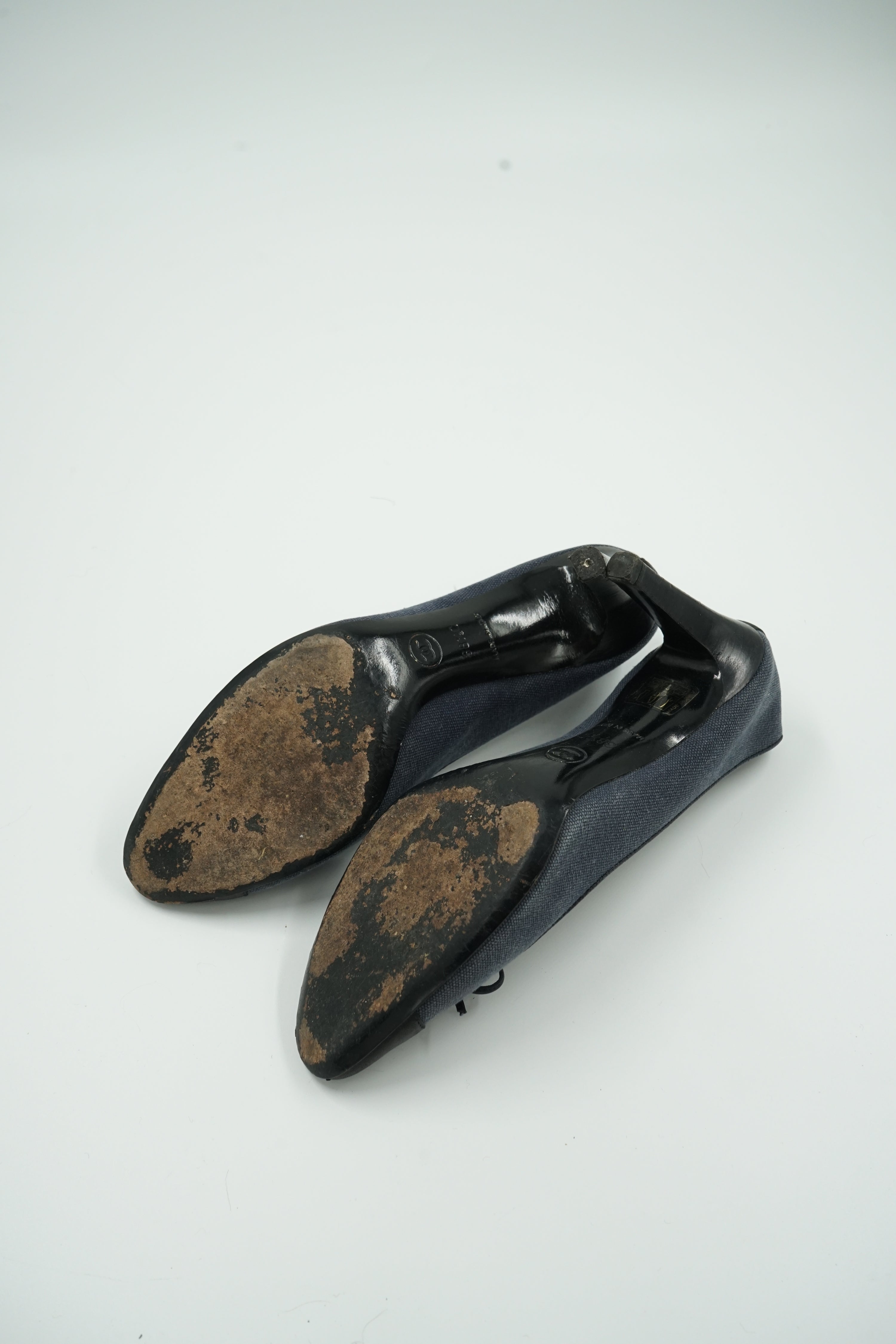 Chanel Denim Cap Toe Logo Pumps