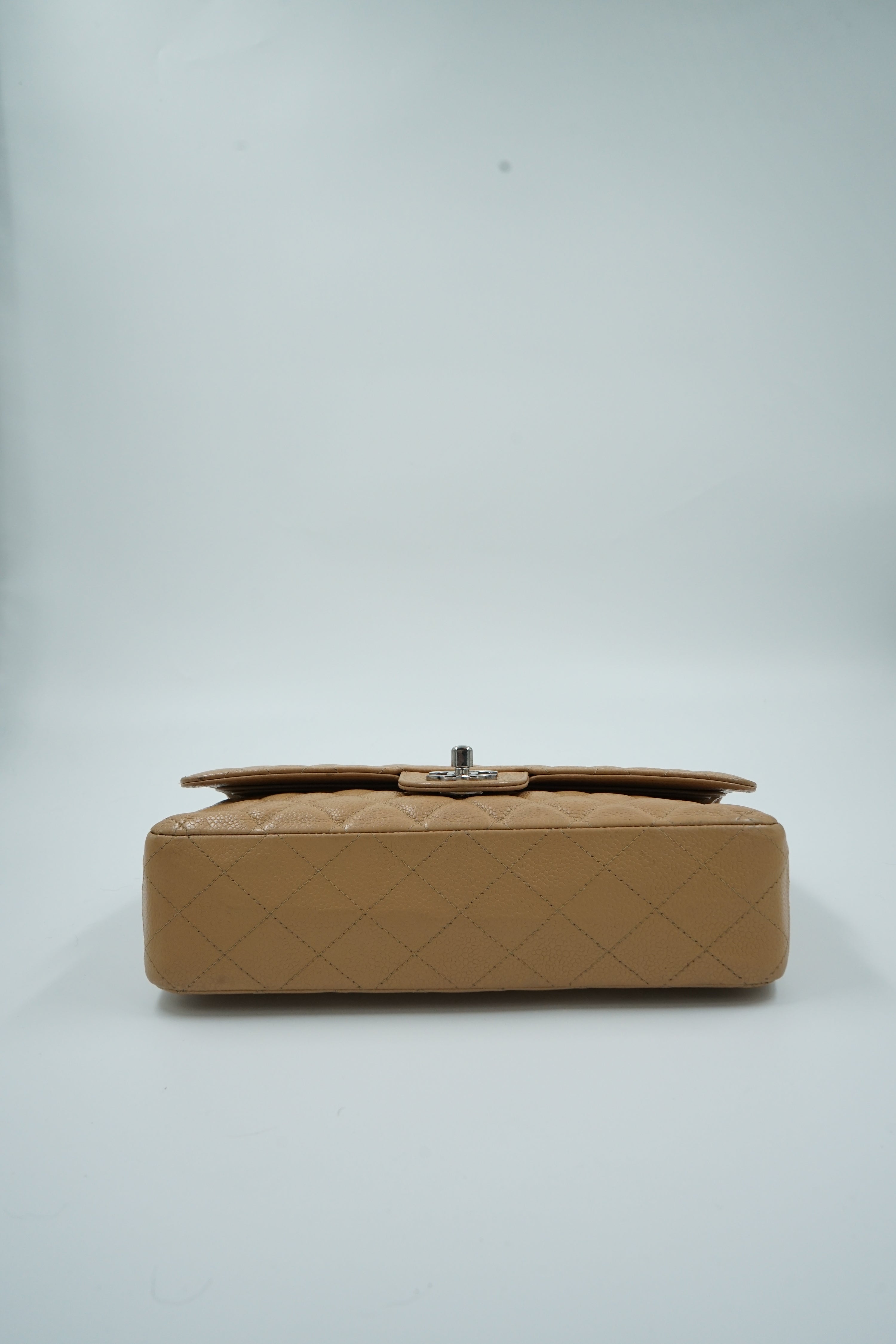 Chanel Medium Double Flap Tan Caviar Leather