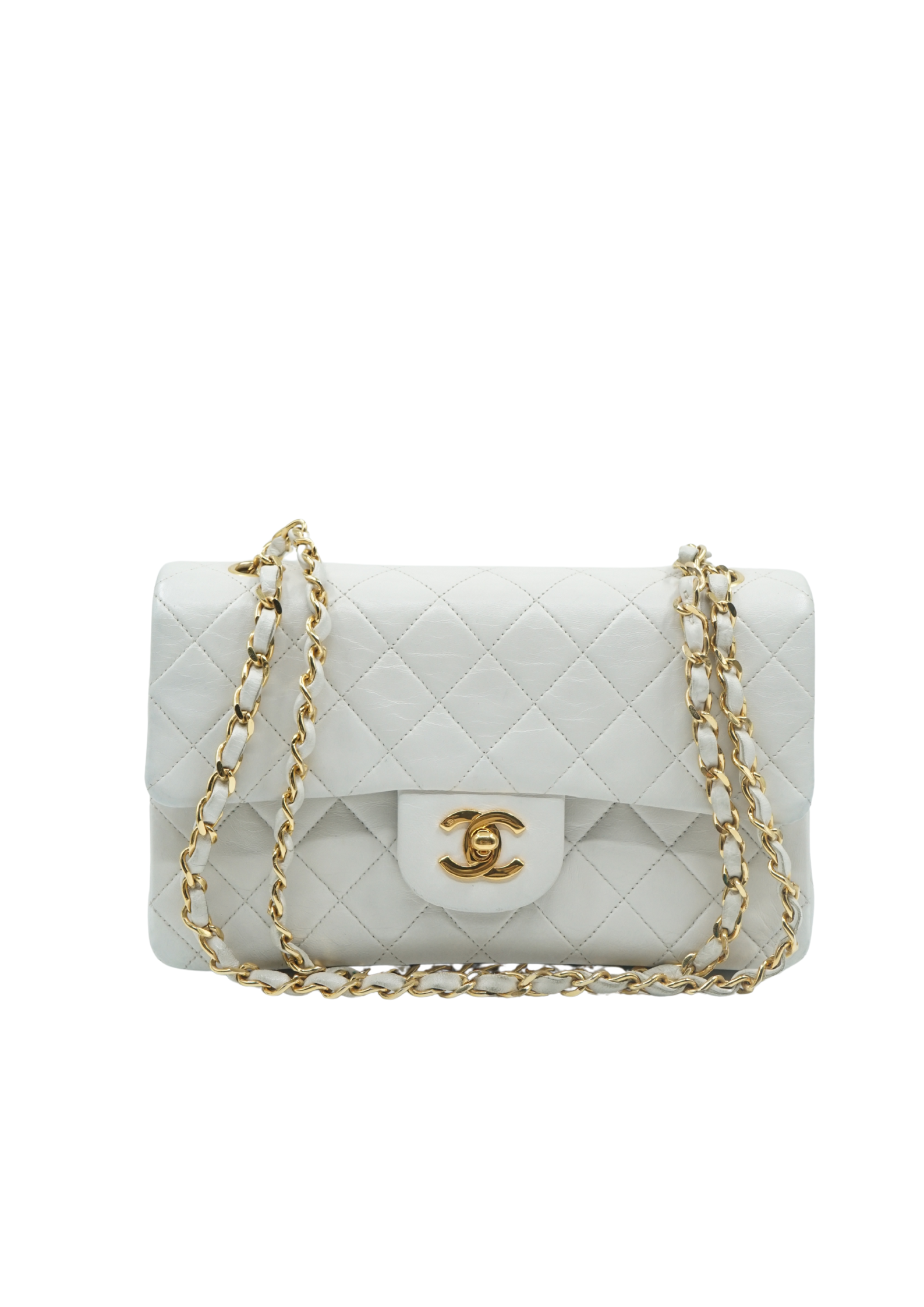 Chanel White Double Flap Bag Small
