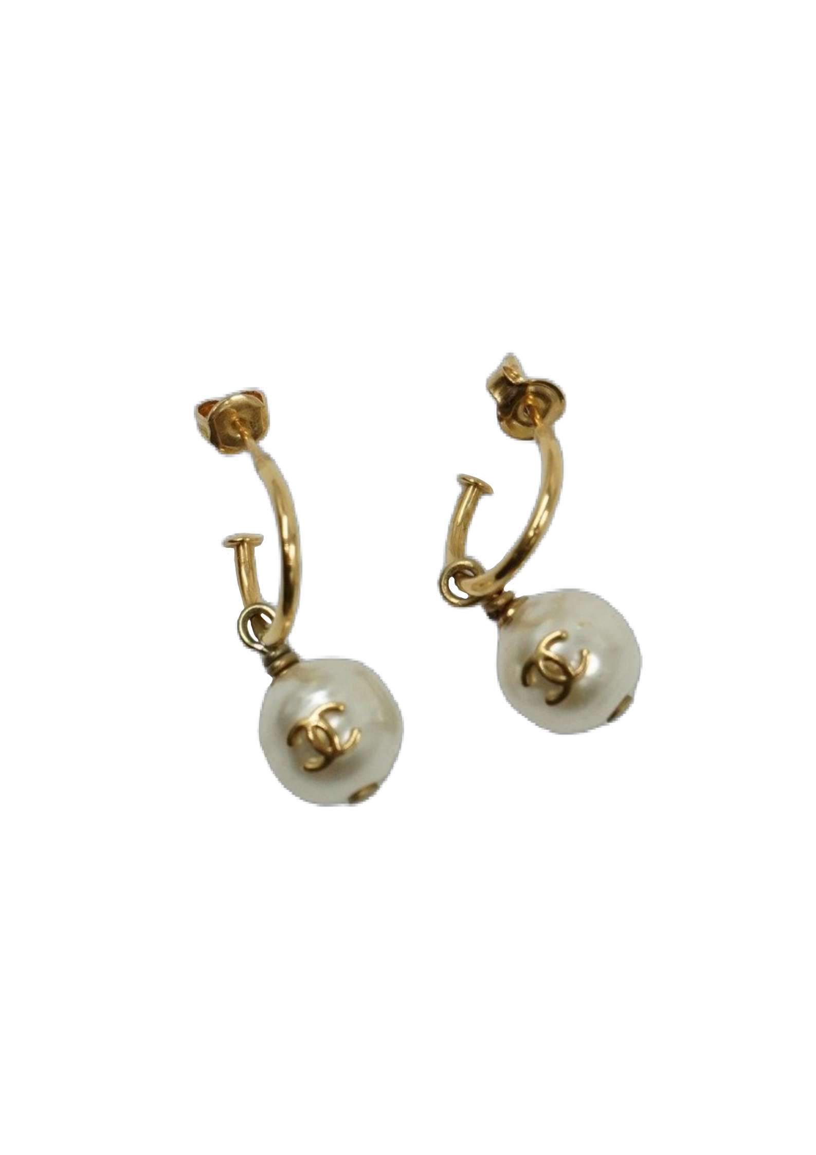 Chanel Logo Pearl Drop Earring