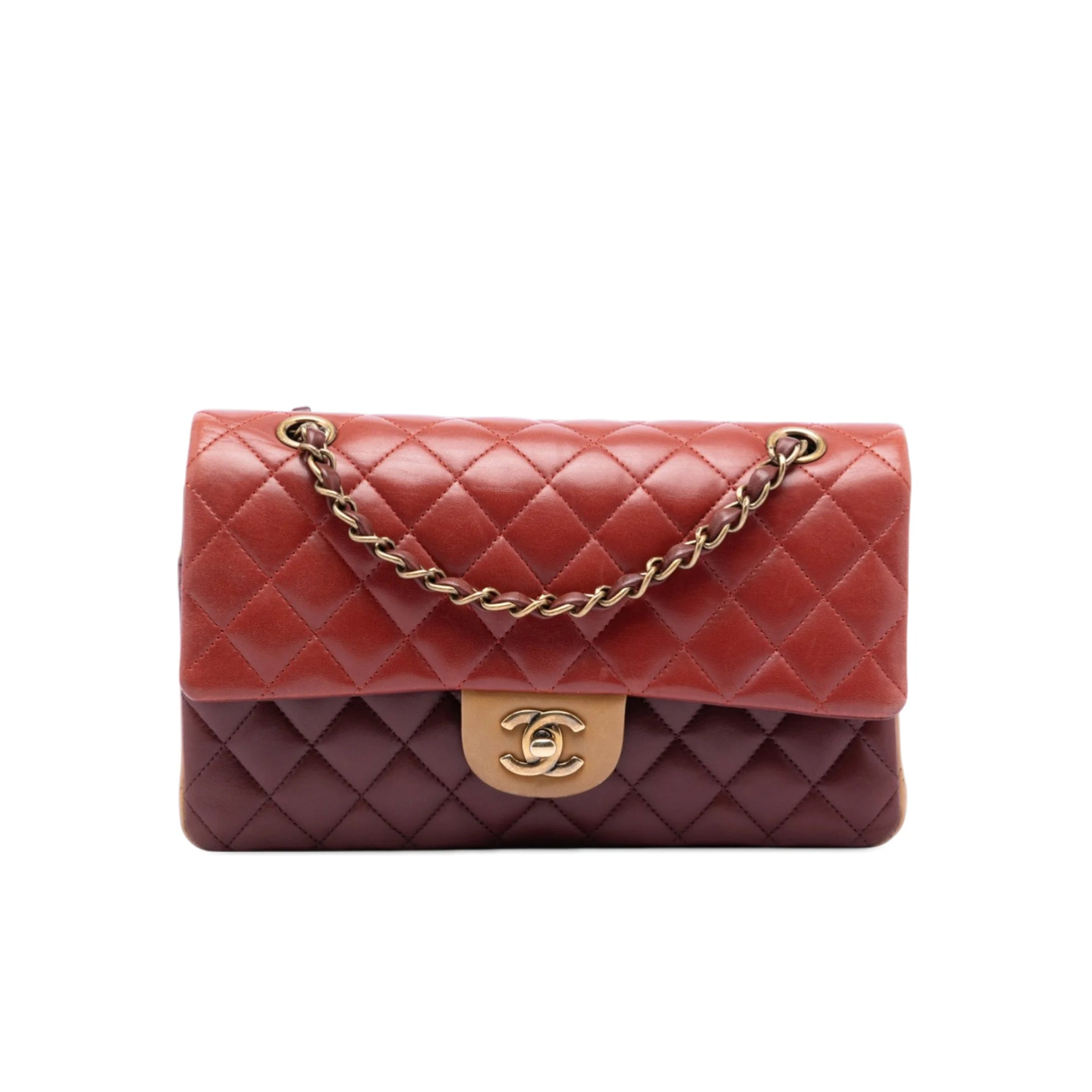 Chanel Medium Classic Tricolor Lambskin Double Flap