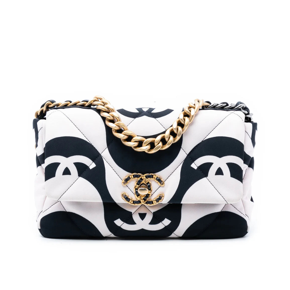 Chanel Medium Printed Silk 19 Flap Bag