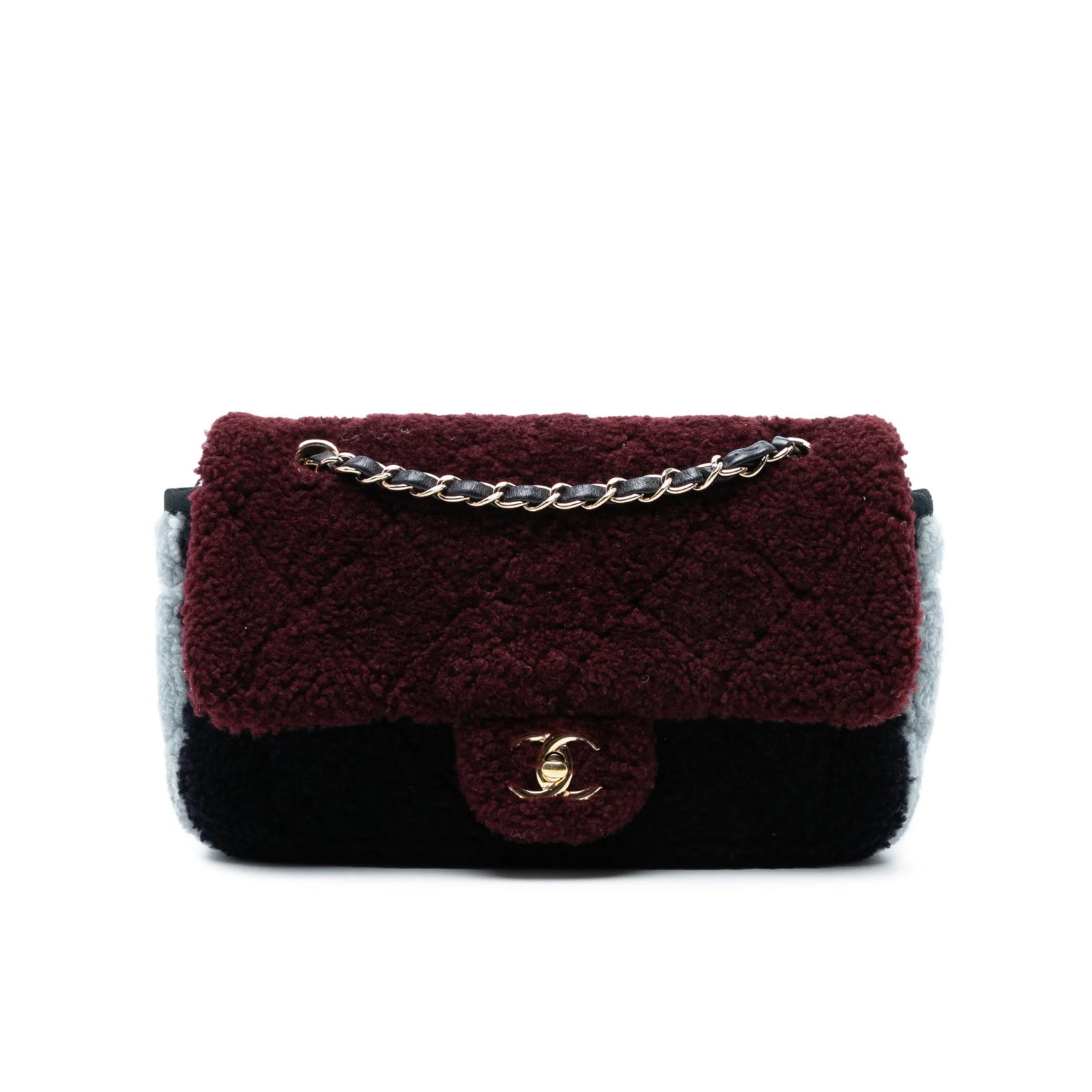 Chanel Medium Tricolor CC Quilted Shearling Single Flap