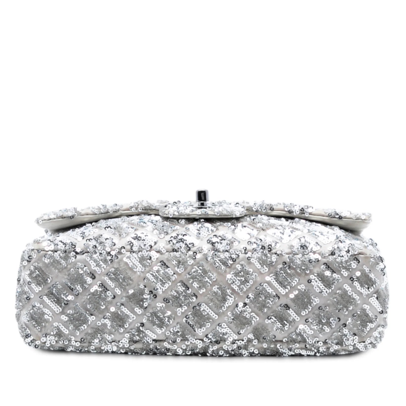 Chanel Medium Silver Sequin Single Flap Bag