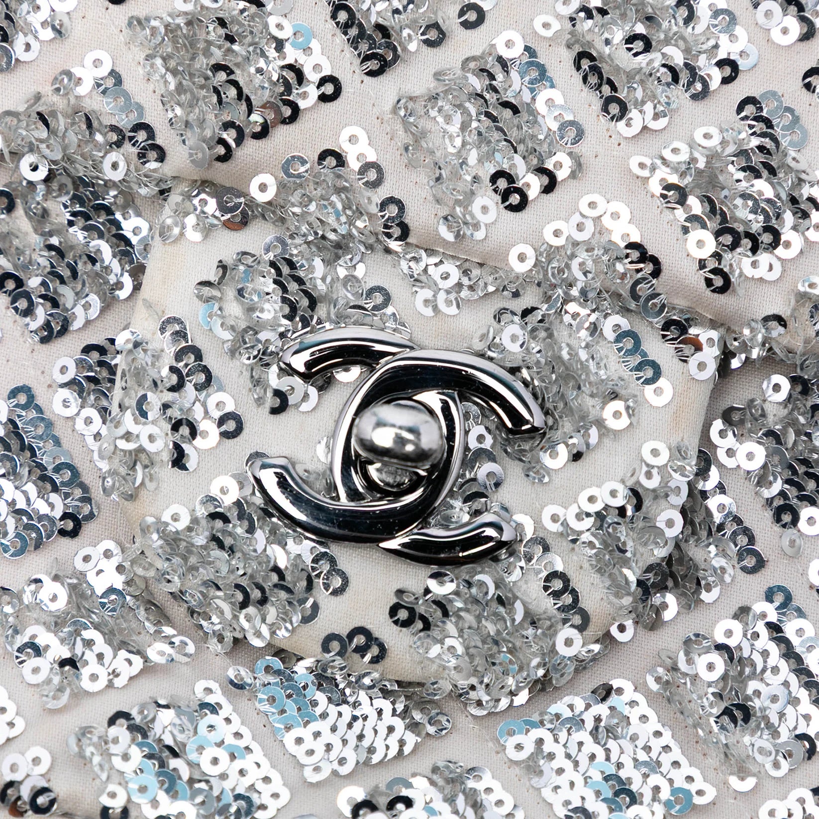 Chanel Medium Silver Sequin Single Flap Bag