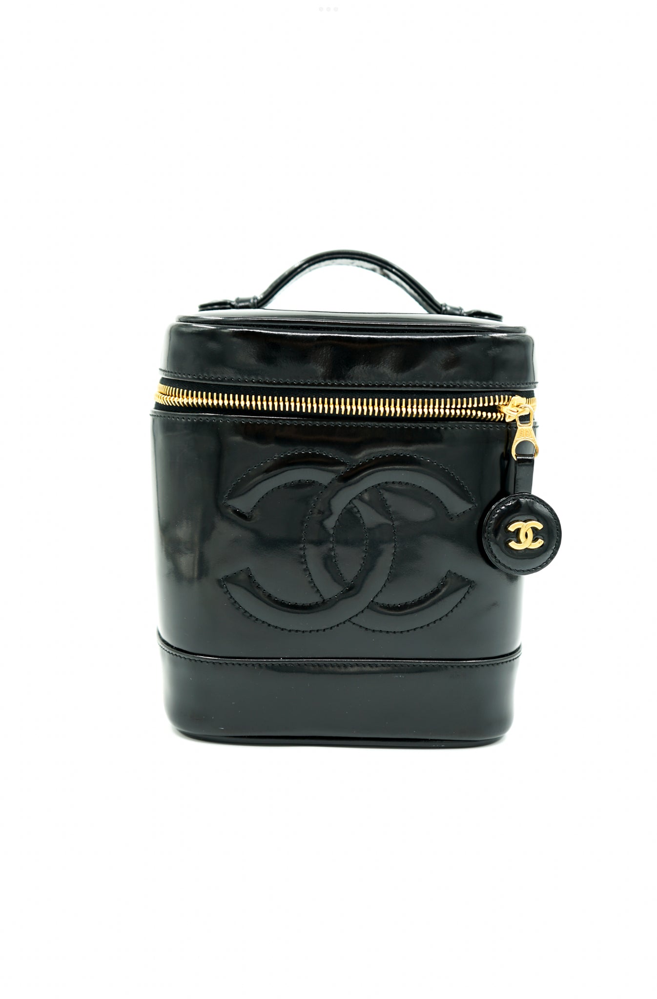 Chanel Black Vanity Bag In Patent Leather