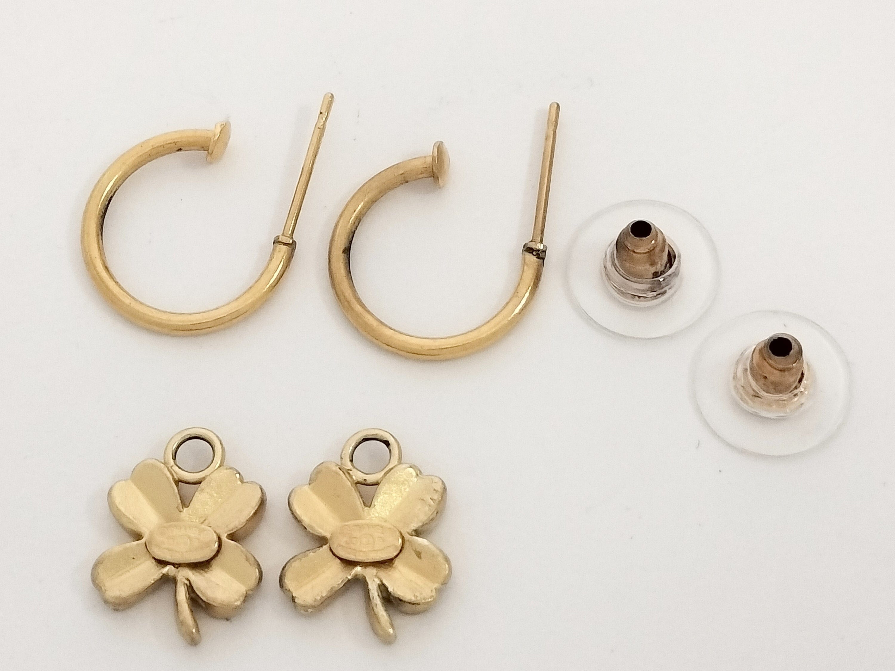 Chanel Clover Logo Hoop Drop Earrings