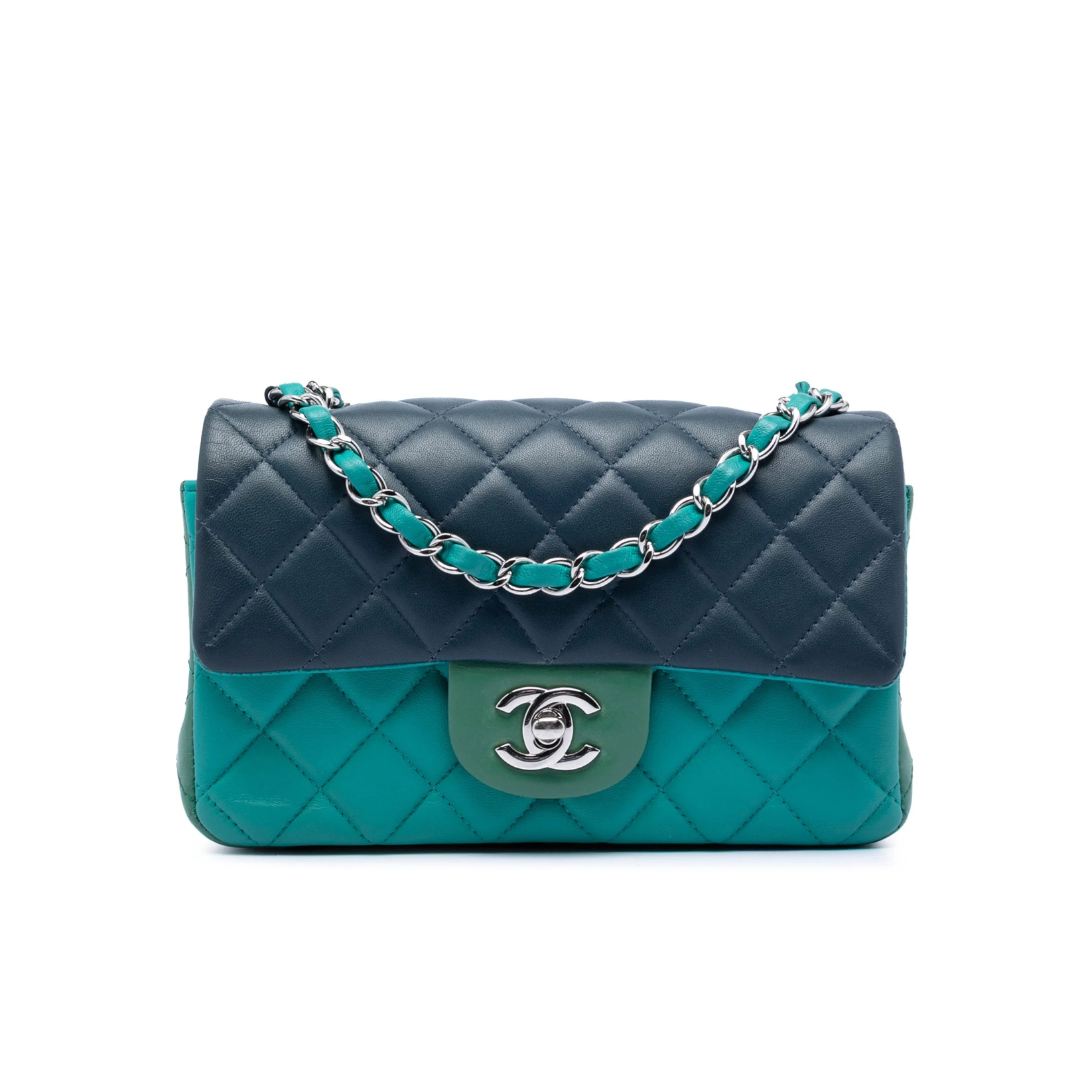 Chanel Mini Rectangular Classic Tricolor Lambskin Single Flap