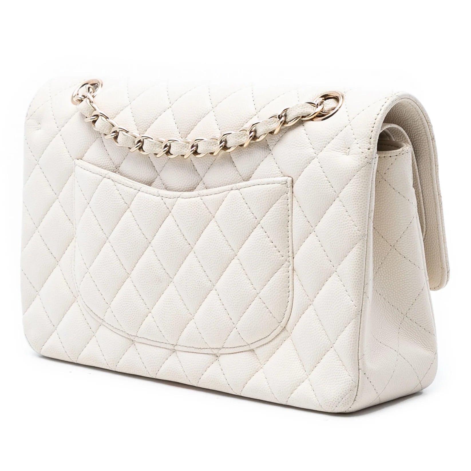 Chanel Medium Double Flap Caviar Leather White