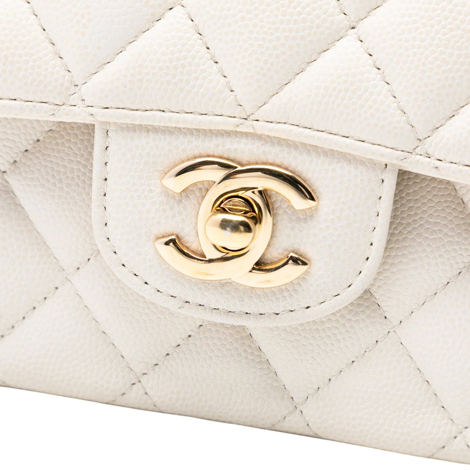 Chanel Medium Double Flap Caviar Leather White