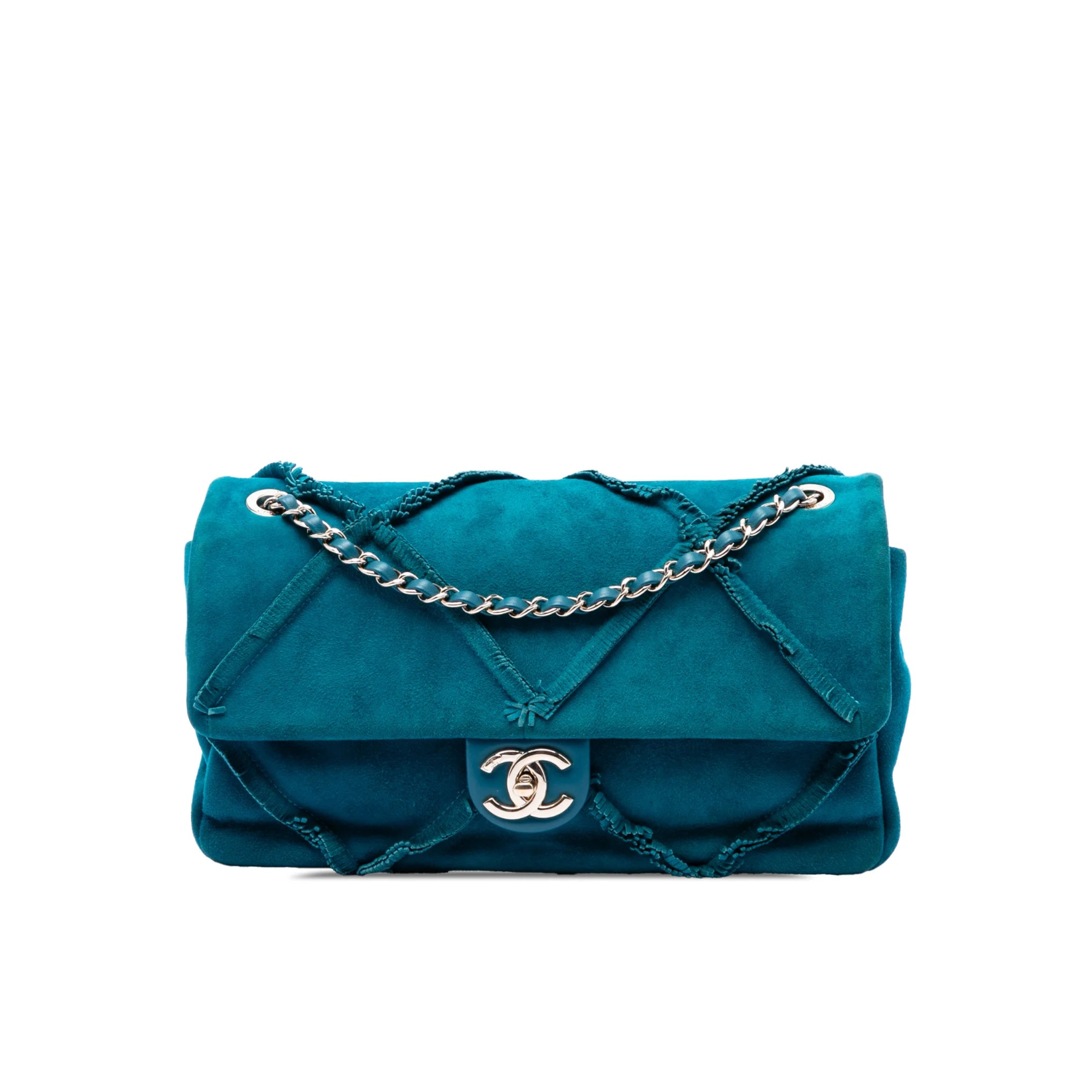 Chanel Suede Goatskin Diamond Fringe Flap Bag