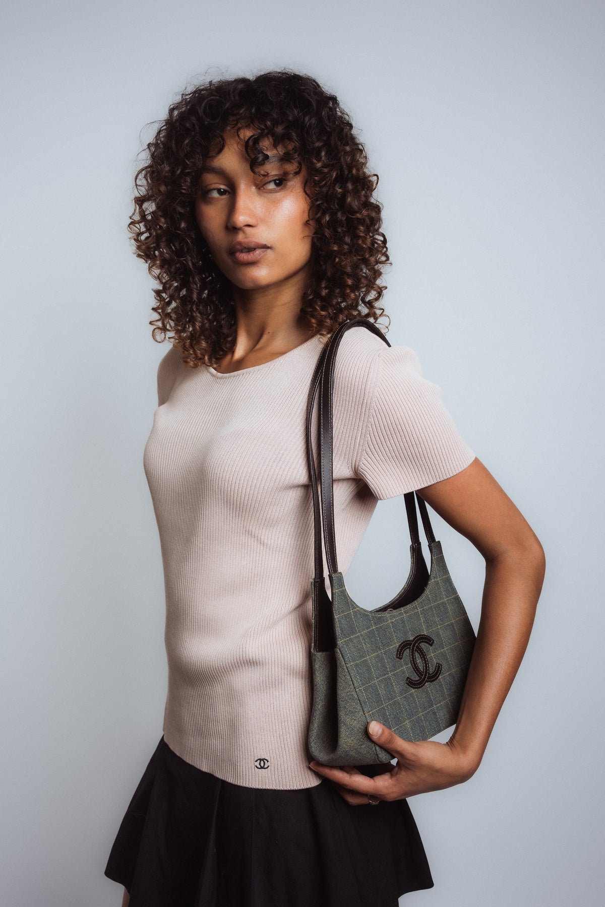 Chanel CC Chocolate Denim Shoulder Bag