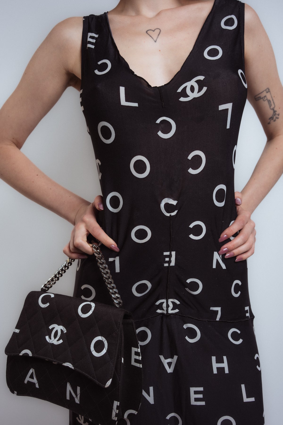 Chanel SS 1997 Logo Print Dress