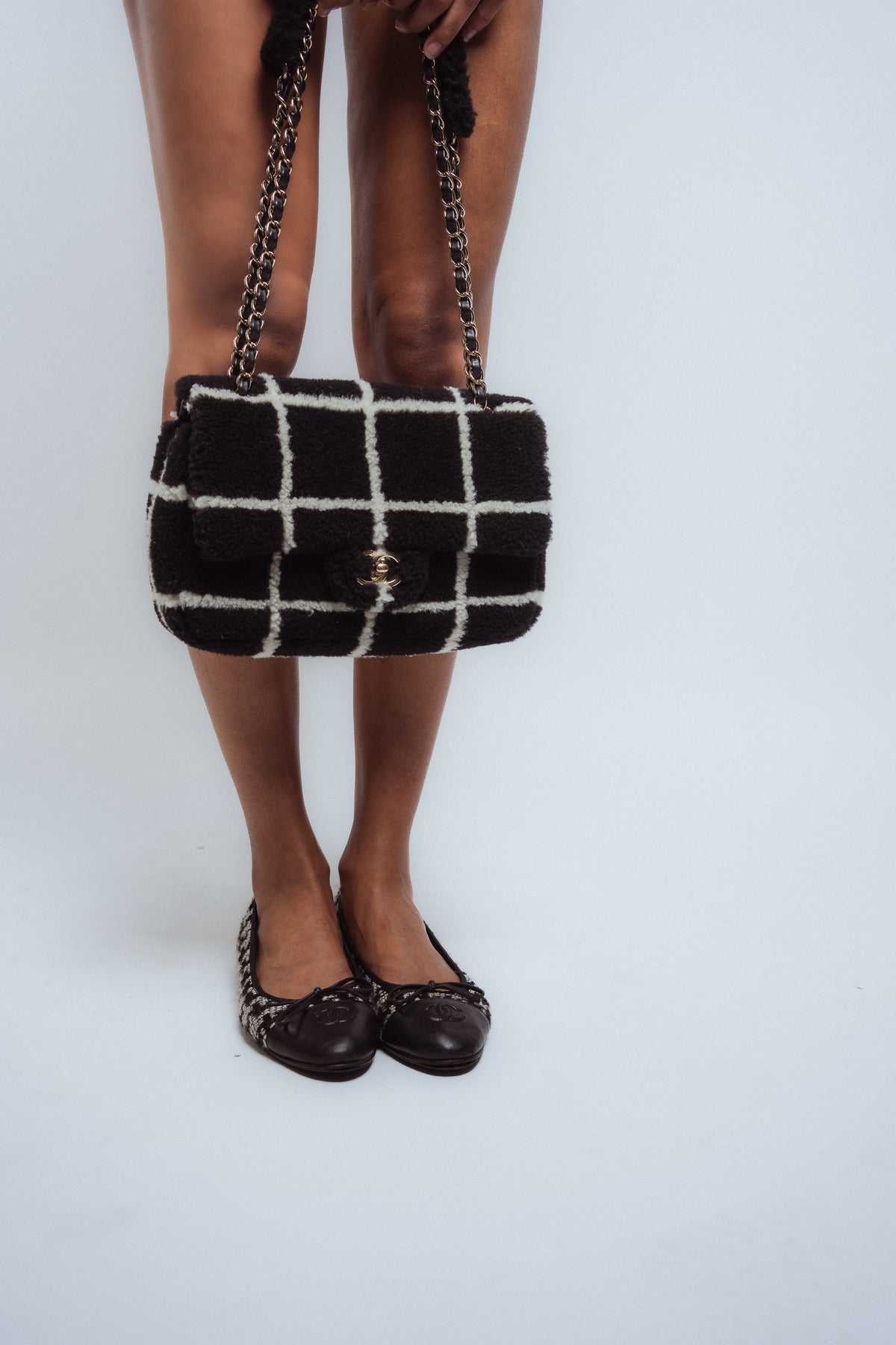 Chanel Shearling Fluffy Tartan Single Flap Bag