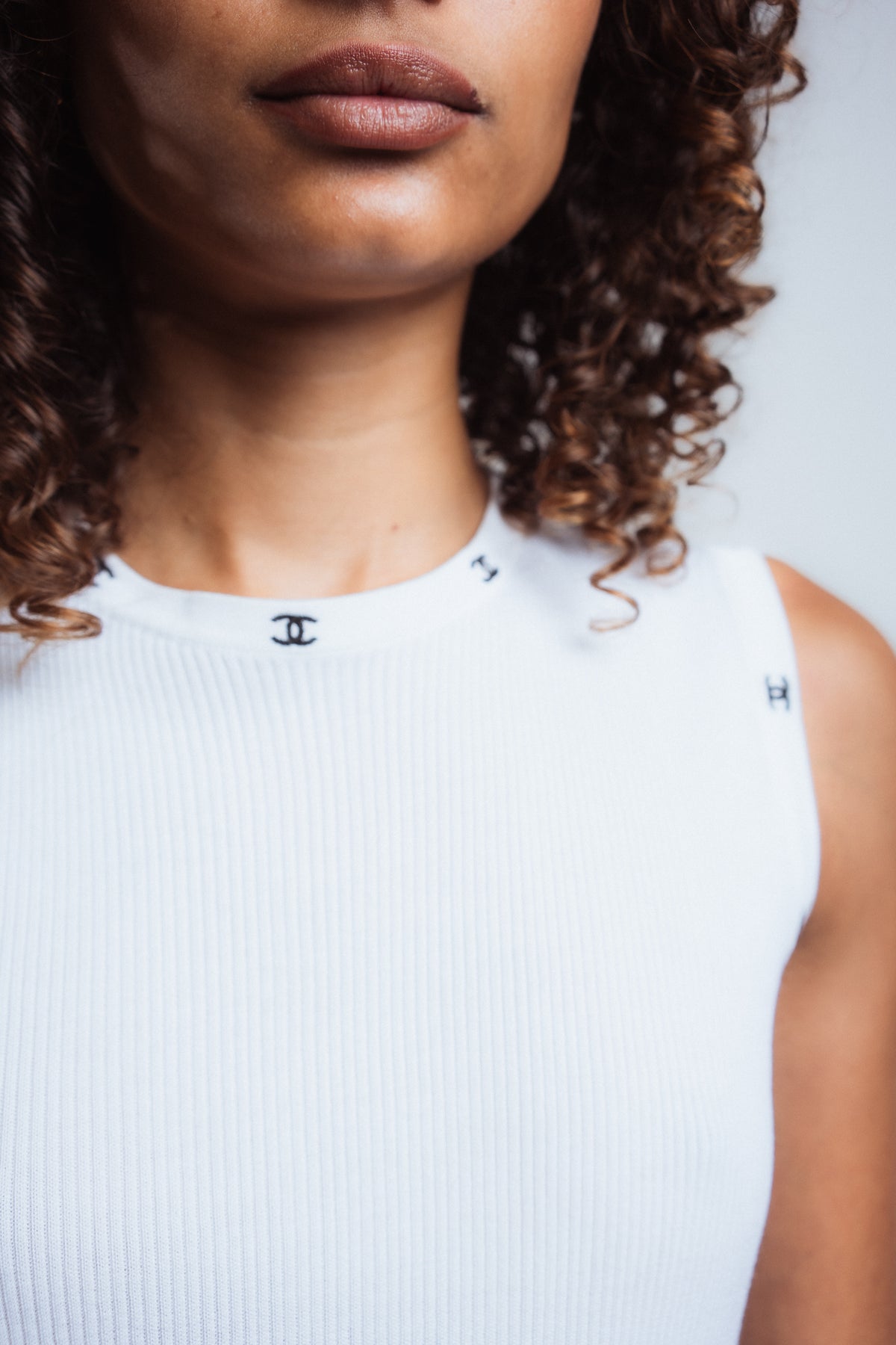 Chanel 1996C Ribbed Logo Tank Top