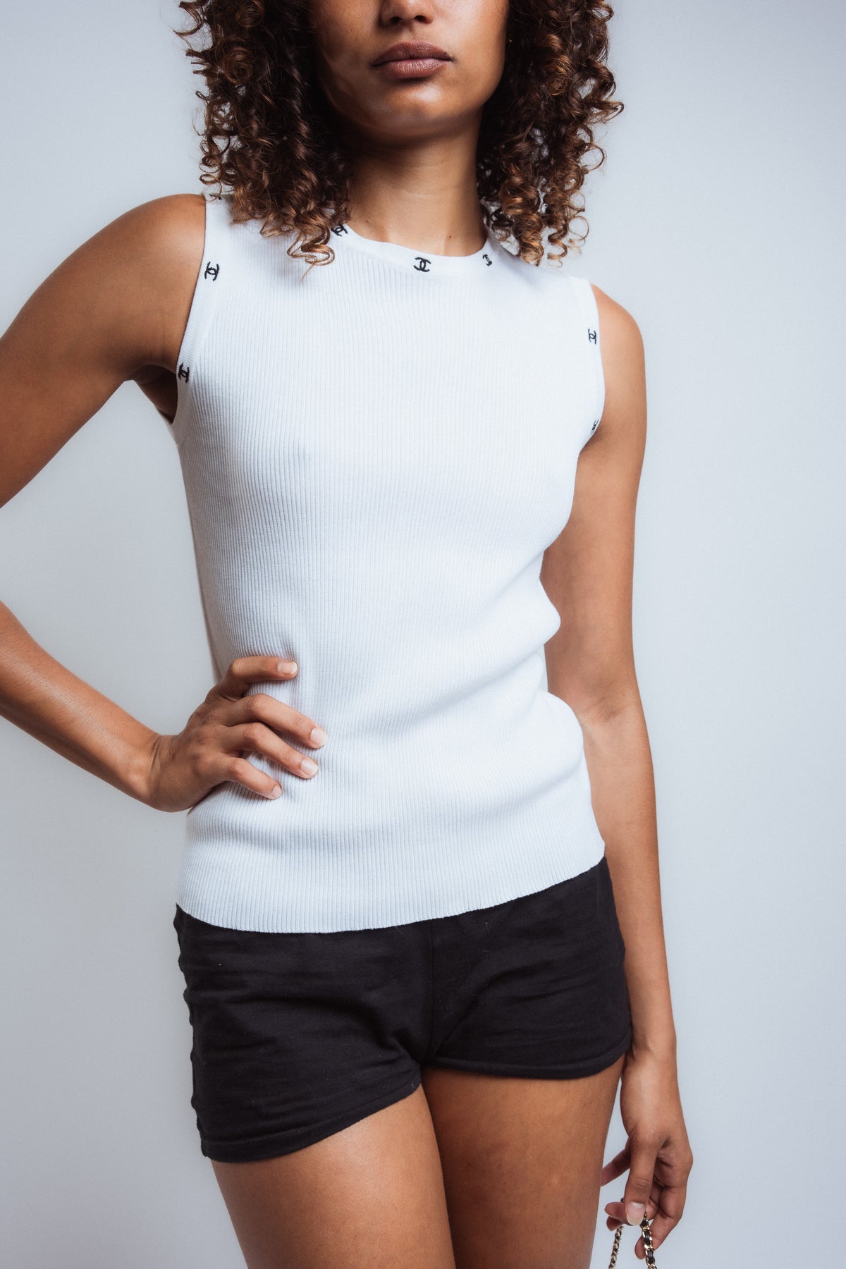 Chanel 1996C Ribbed Logo Tank Top