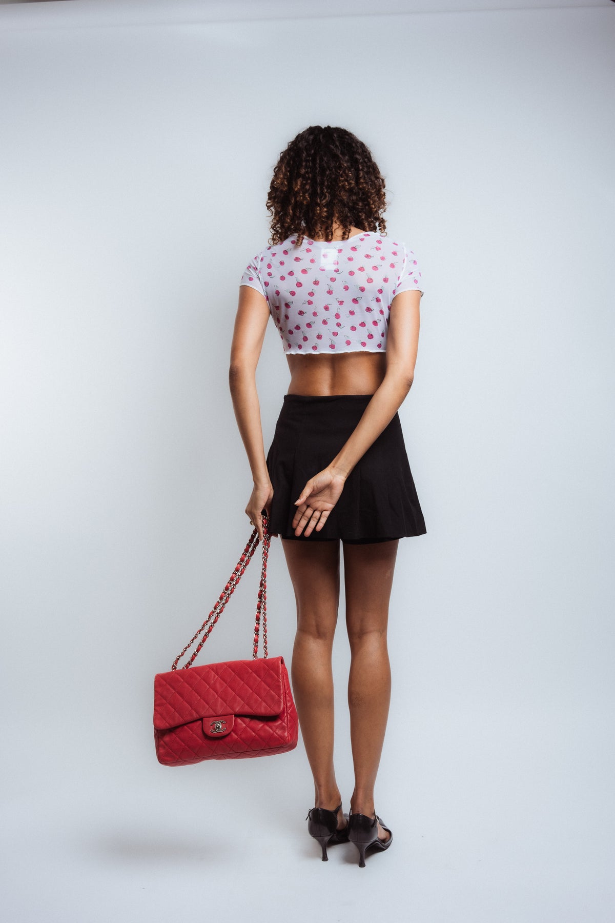 Chanel Caviar Jumbo Single Flap Coral Red
