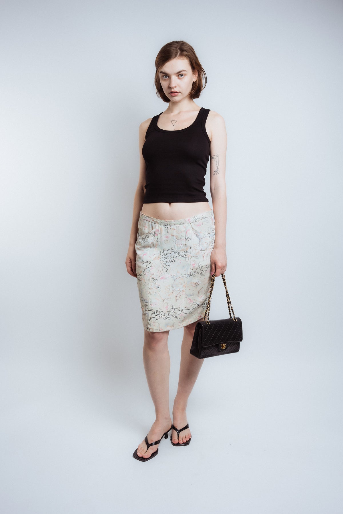 Chanel 1998C Silk Camellia Skirt